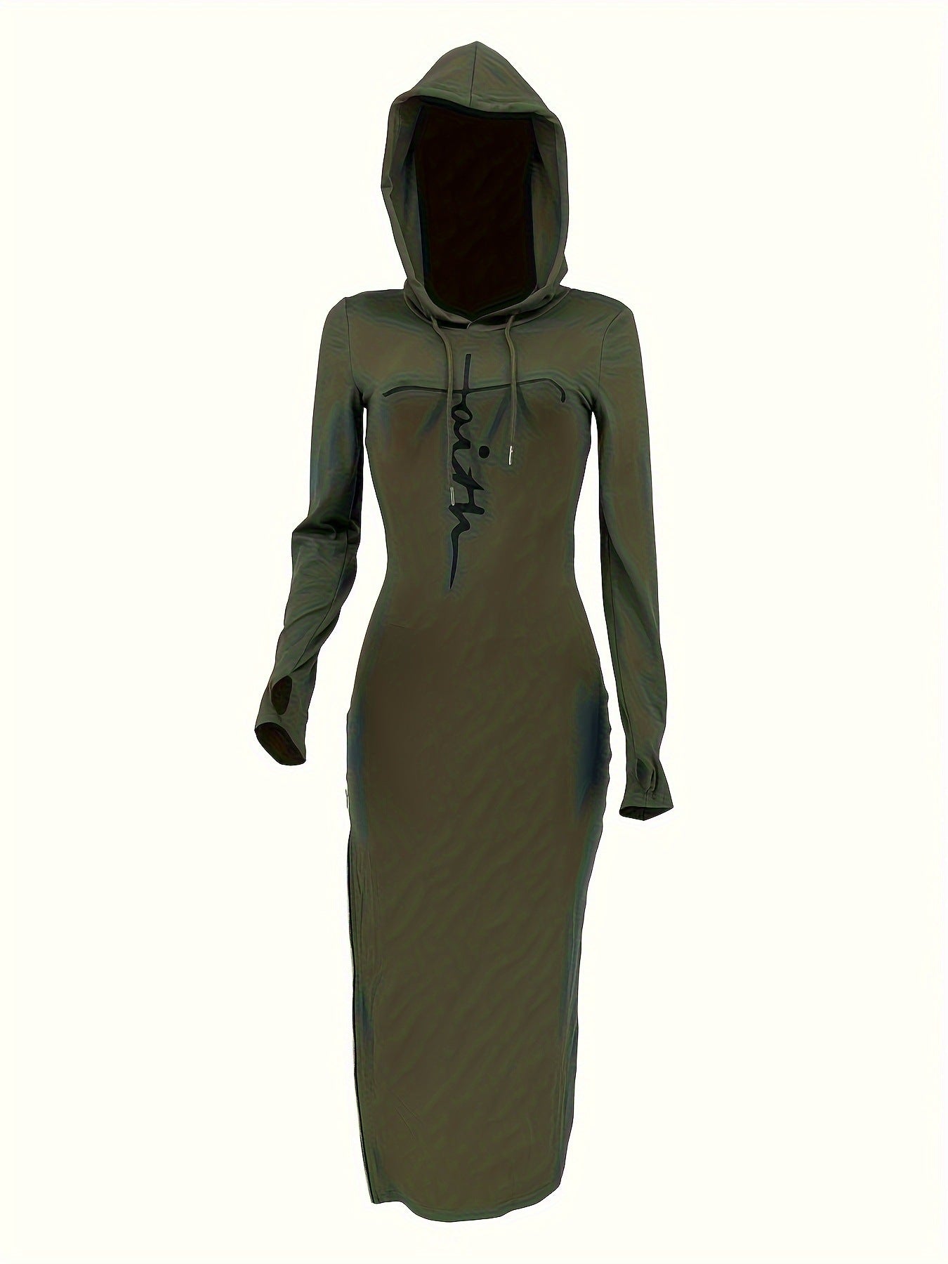 LADIES LONG SLEEVE HOODY DRESS BLACK / RED / BLUE / DARK OLIVE GREEN (SIZE S - 2XL)