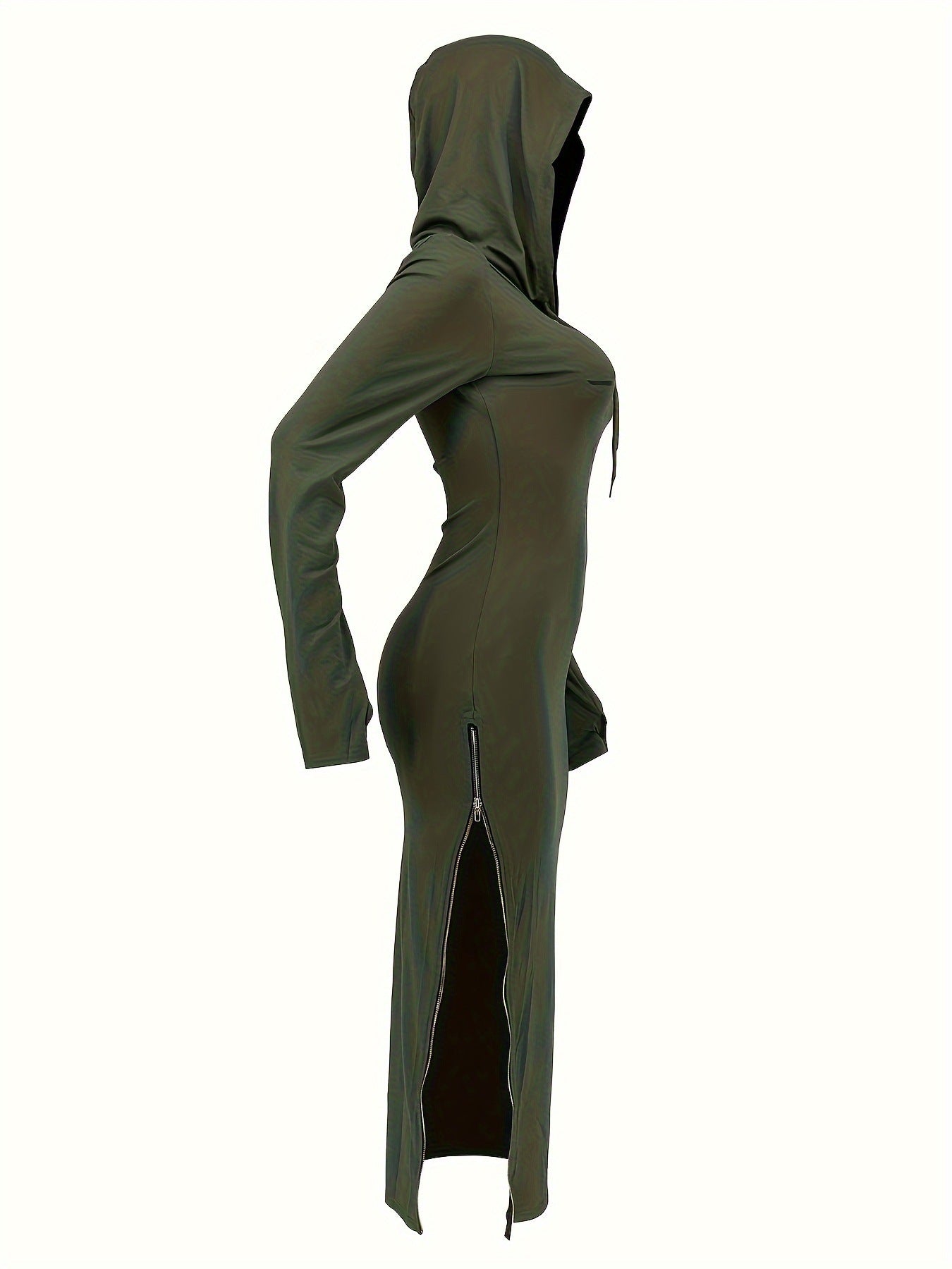 LADIES LONG SLEEVE HOODY DRESS BLACK / RED / BLUE / DARK OLIVE GREEN (SIZE S - 2XL)