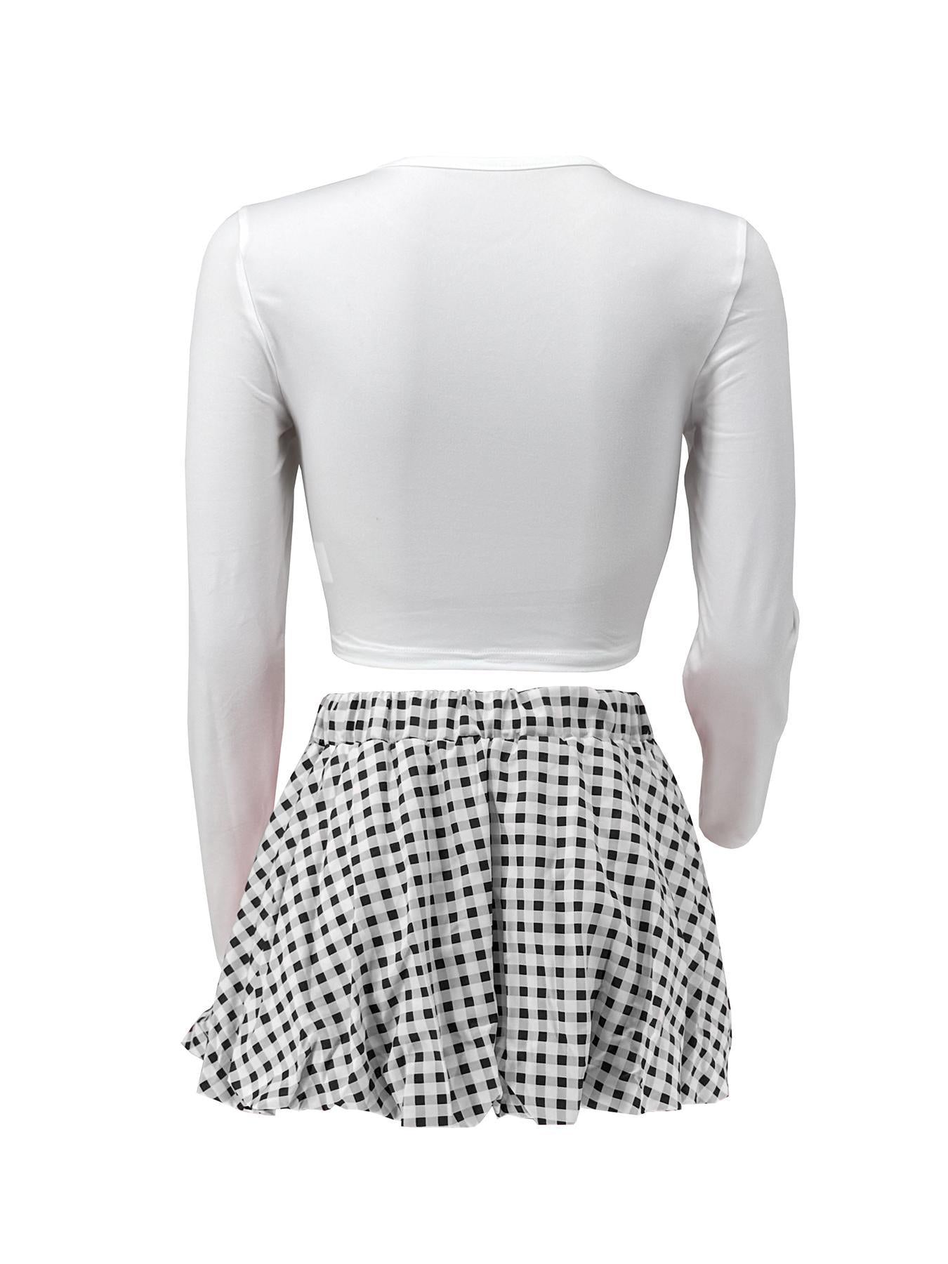 LADIES TWO PIECE LONG SLEEVE TOP & MINI SKIRT SET BLACK / RED / GREEN / BLUE / LIGHT YELLOW (SIZE S - 2XL)
