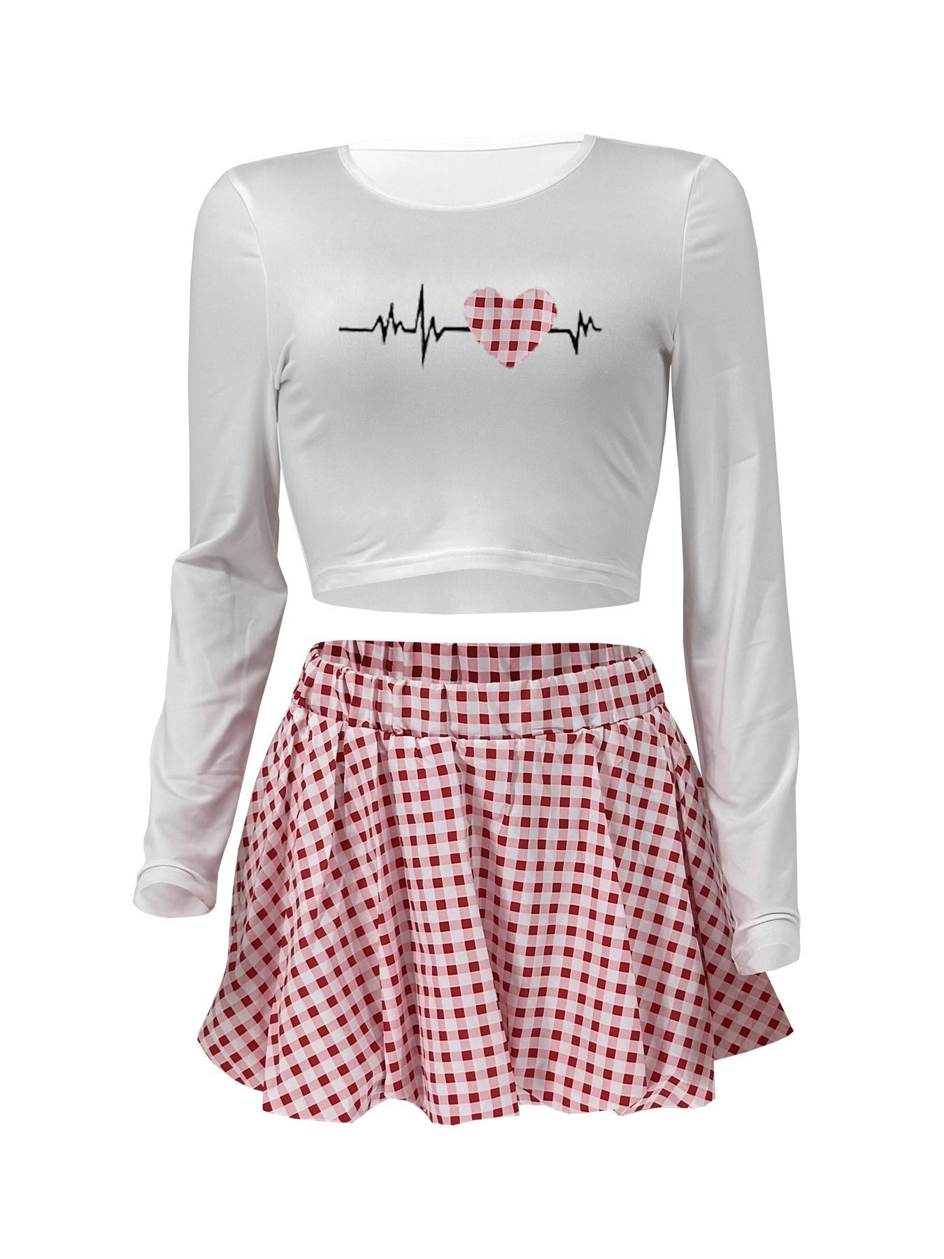 LADIES TWO PIECE LONG SLEEVE TOP & MINI SKIRT SET BLACK / RED / GREEN / BLUE / LIGHT YELLOW (SIZE S - 2XL)
