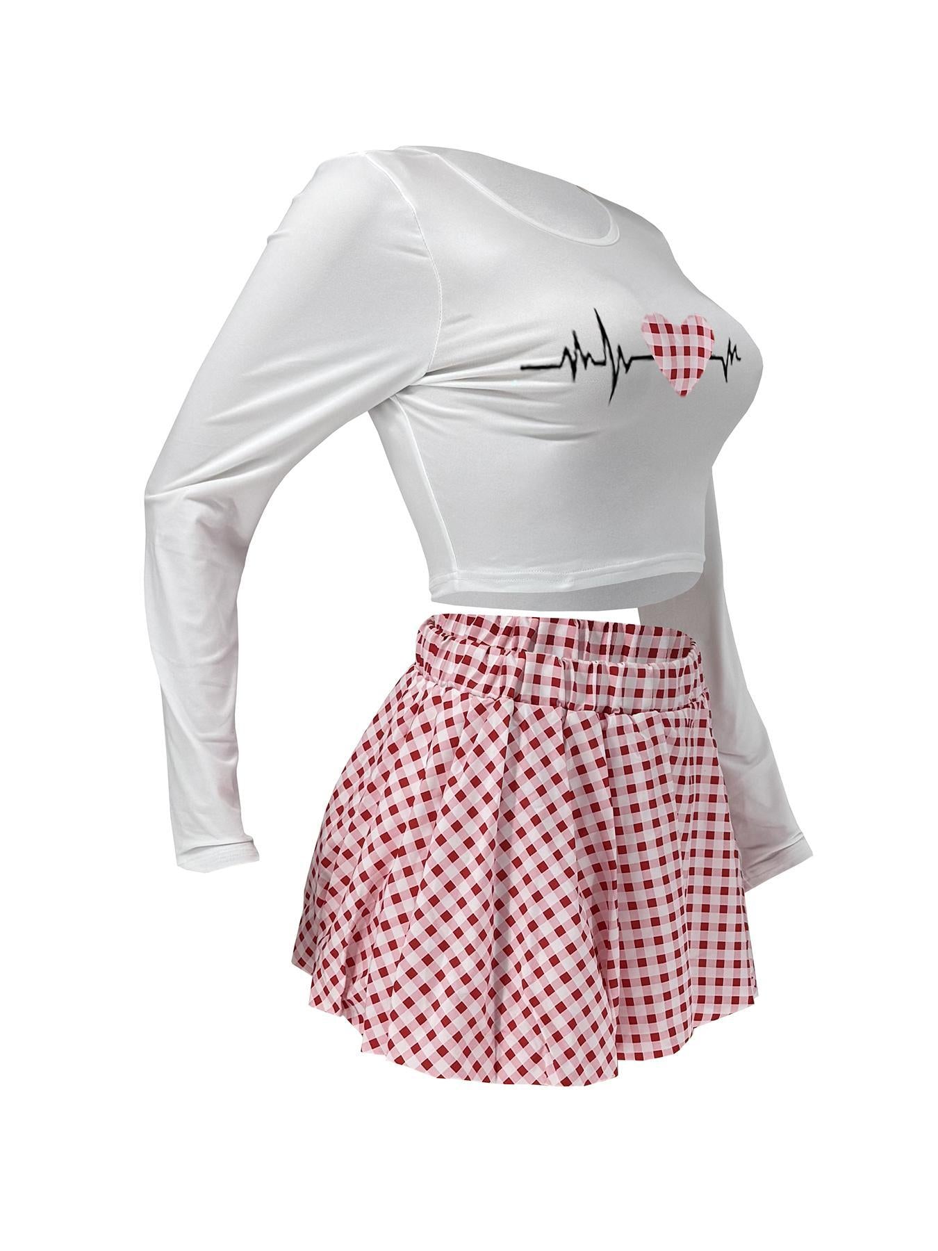 LADIES TWO PIECE LONG SLEEVE TOP & MINI SKIRT SET BLACK / RED / GREEN / BLUE / LIGHT YELLOW (SIZE S - 2XL)