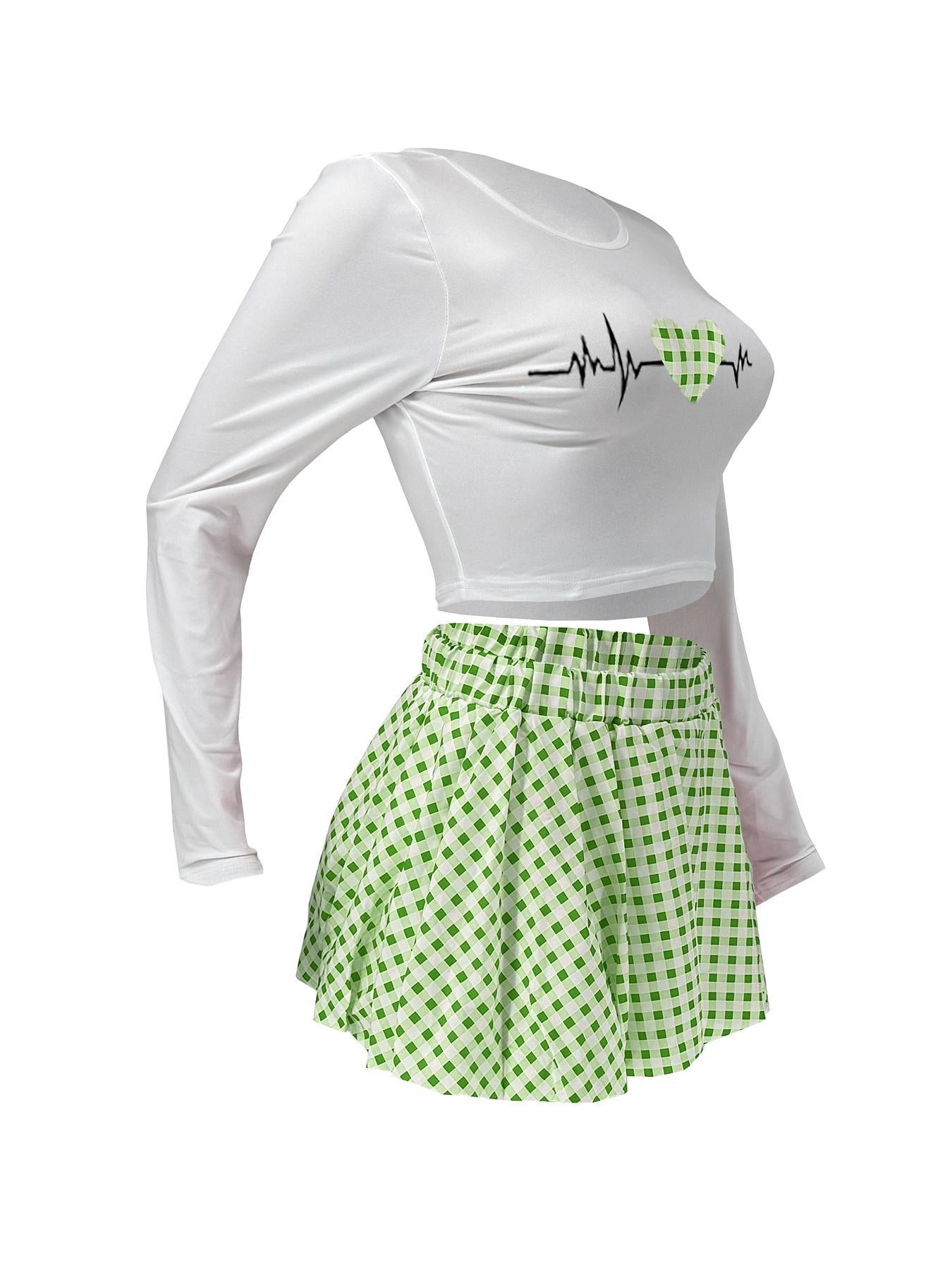 LADIES TWO PIECE LONG SLEEVE TOP & MINI SKIRT SET BLACK / RED / GREEN / BLUE / LIGHT YELLOW (SIZE S - 2XL)