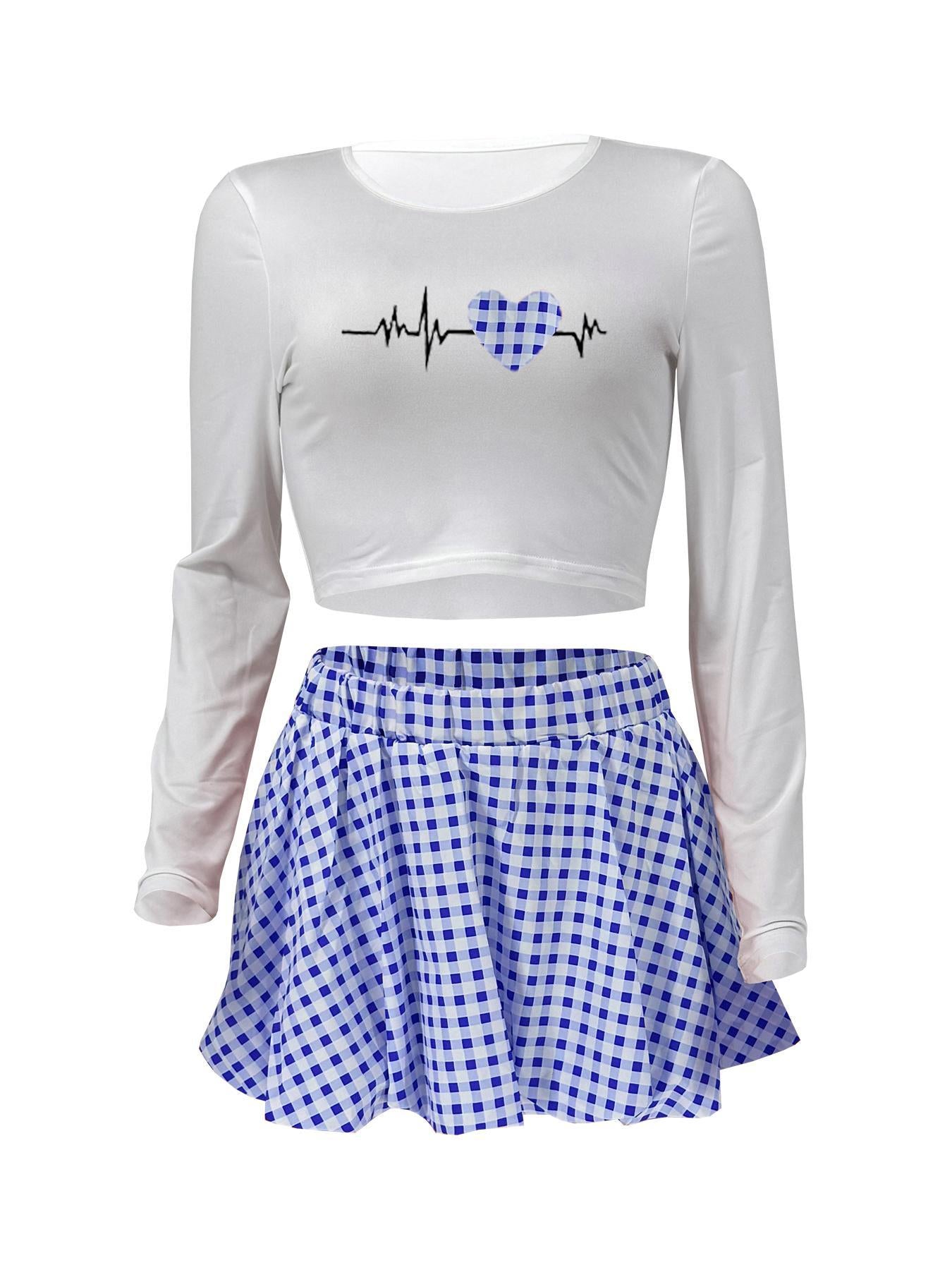 LADIES TWO PIECE LONG SLEEVE TOP & MINI SKIRT SET BLACK / RED / GREEN / BLUE / LIGHT YELLOW (SIZE S - 2XL)