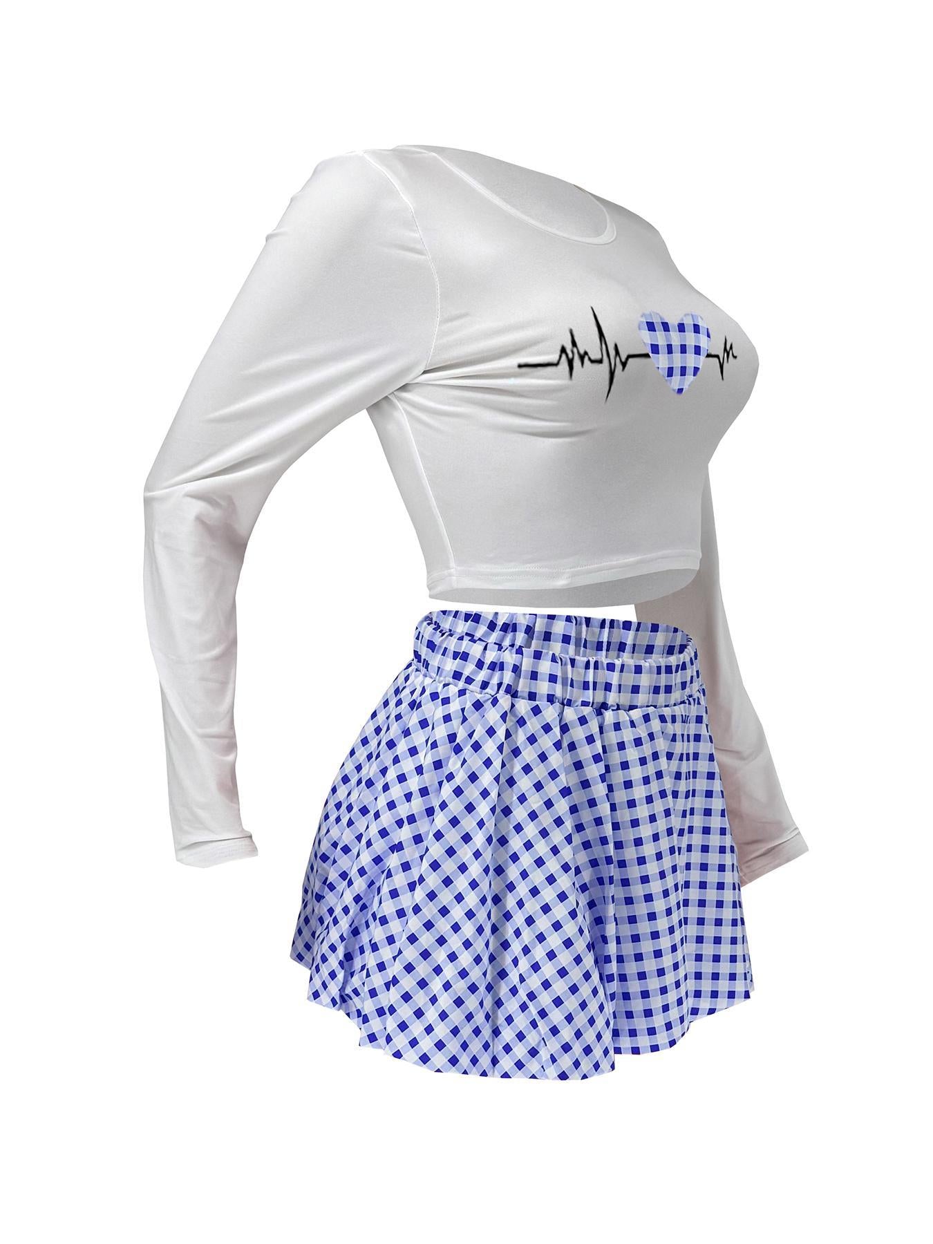 LADIES TWO PIECE LONG SLEEVE TOP & MINI SKIRT SET BLACK / RED / GREEN / BLUE / LIGHT YELLOW (SIZE S - 2XL)