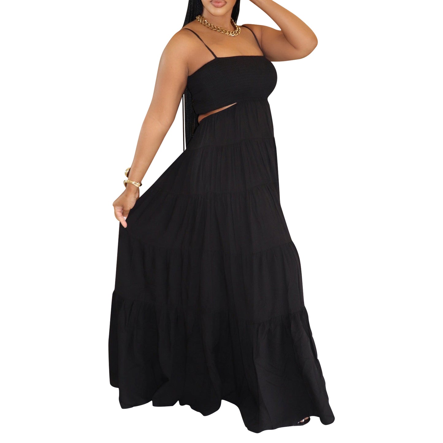 LADIES SLEEVELESS DRESS BLACK / YELLOW / PINK (SIZE S - 2XL)
