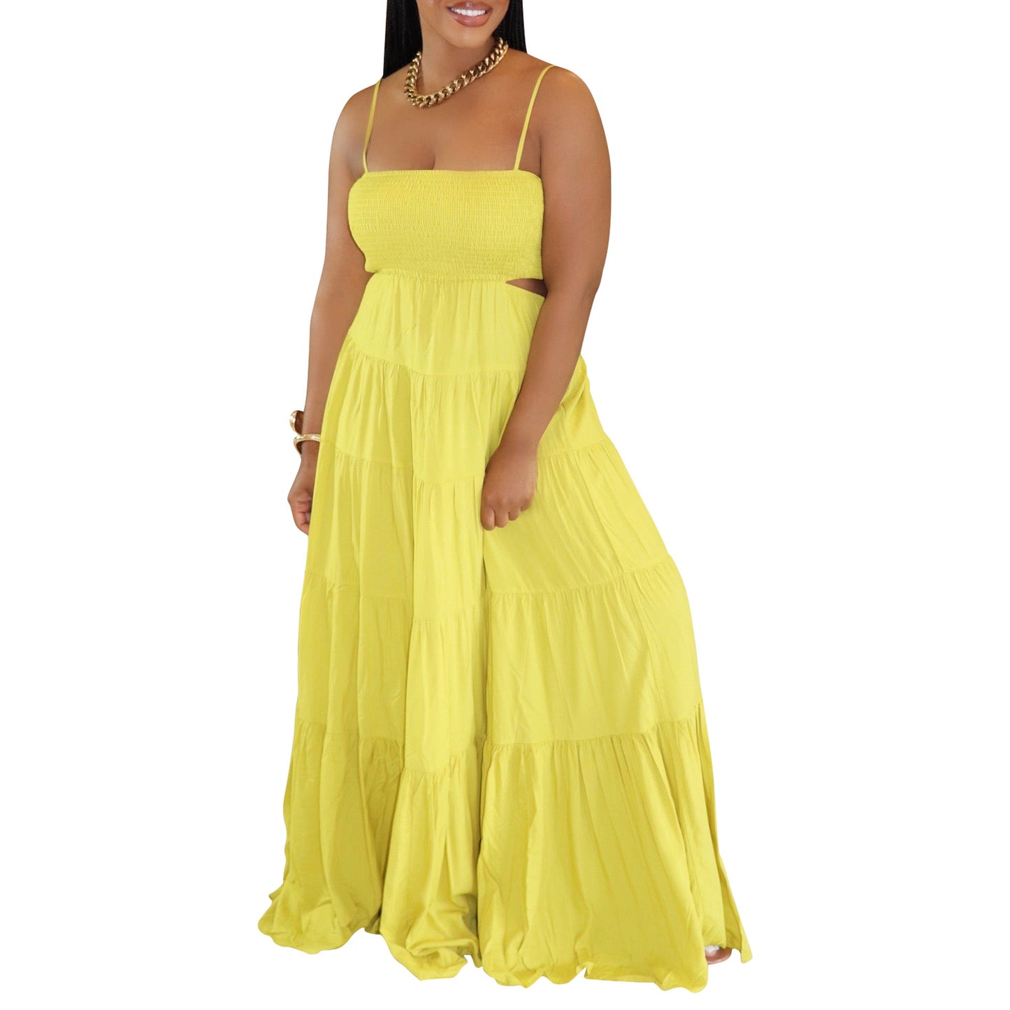 LADIES SLEEVELESS DRESS BLACK / YELLOW / PINK (SIZE S - 2XL)