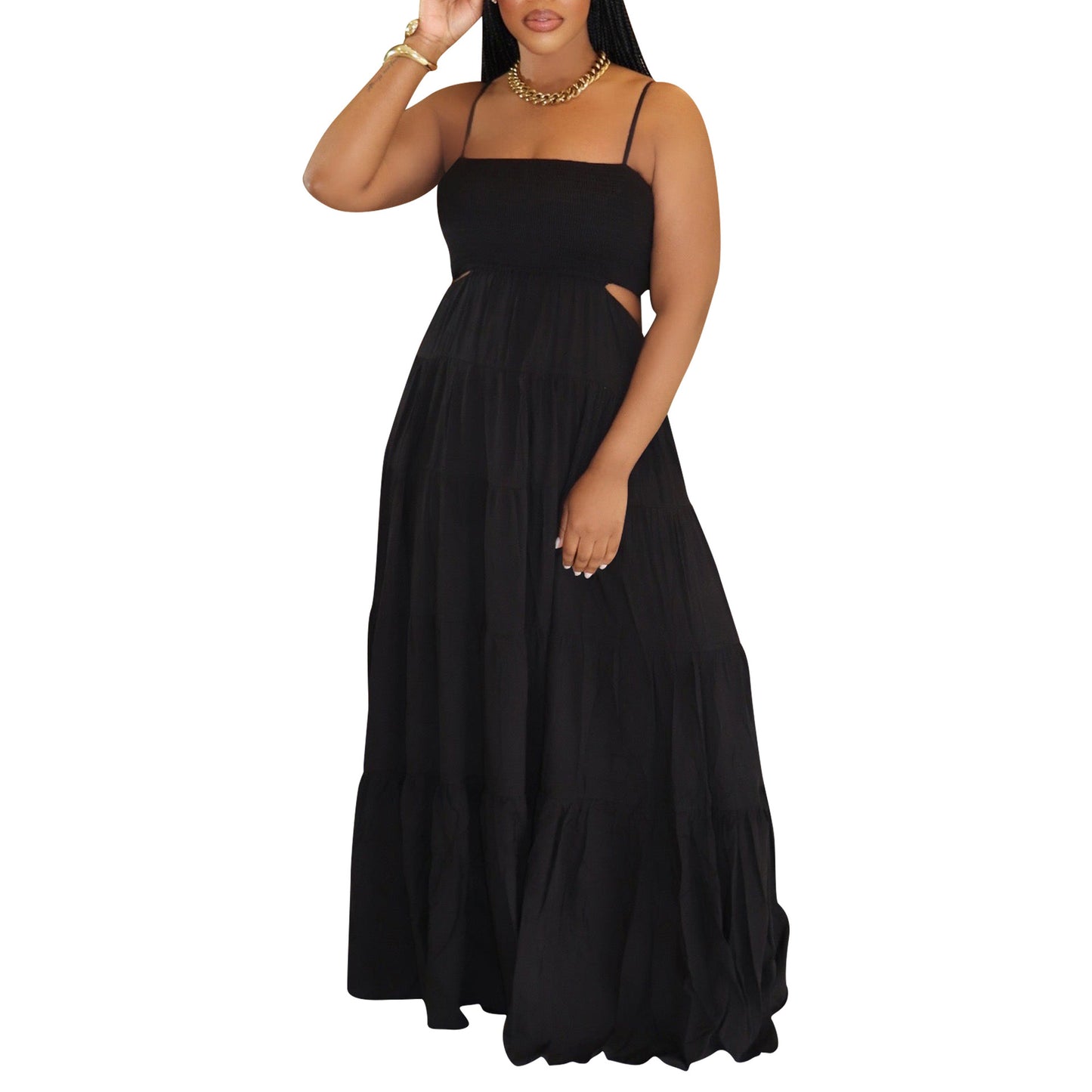 LADIES SLEEVELESS DRESS BLACK / YELLOW / PINK (SIZE S - 2XL)