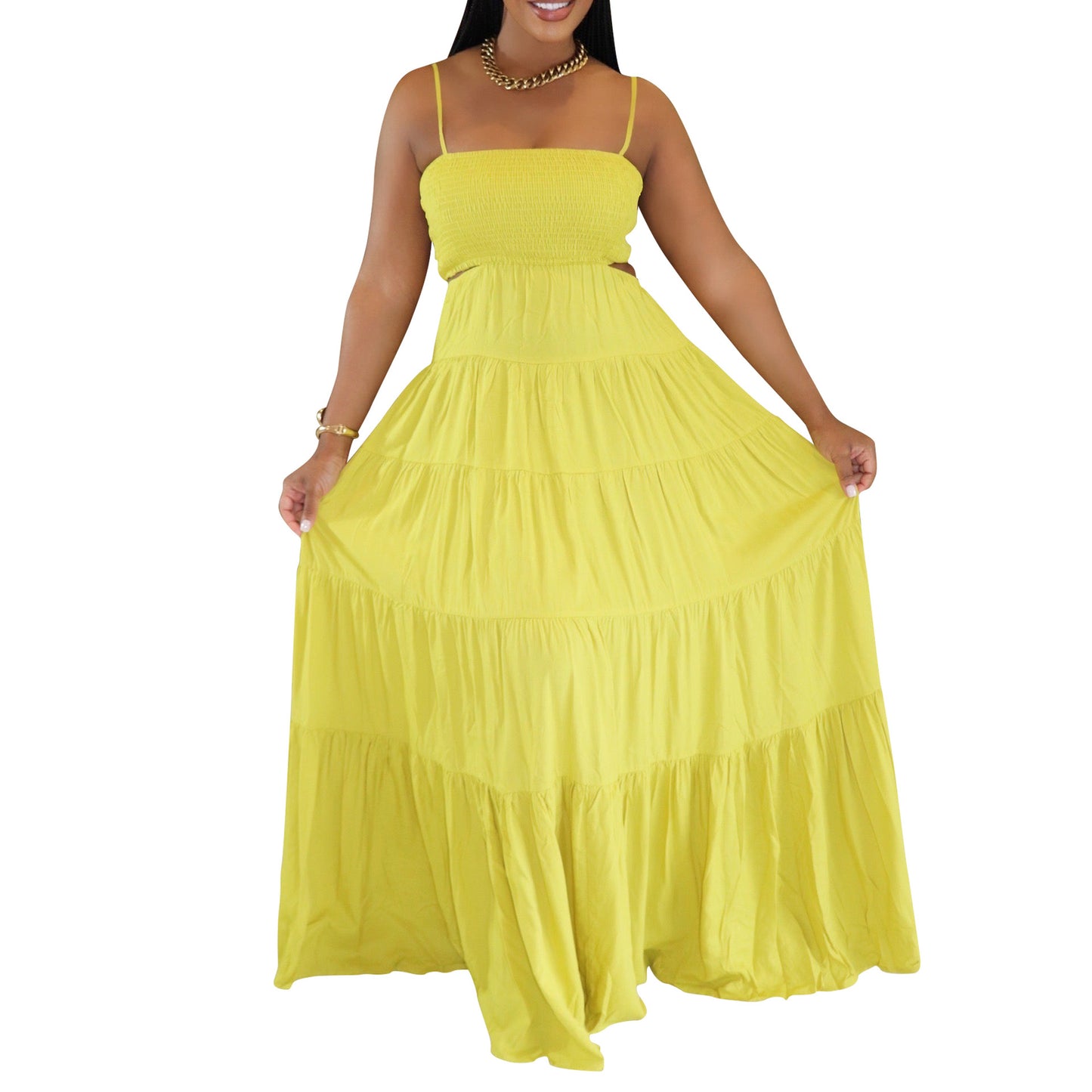LADIES SLEEVELESS DRESS BLACK / YELLOW / PINK (SIZE S - 2XL)