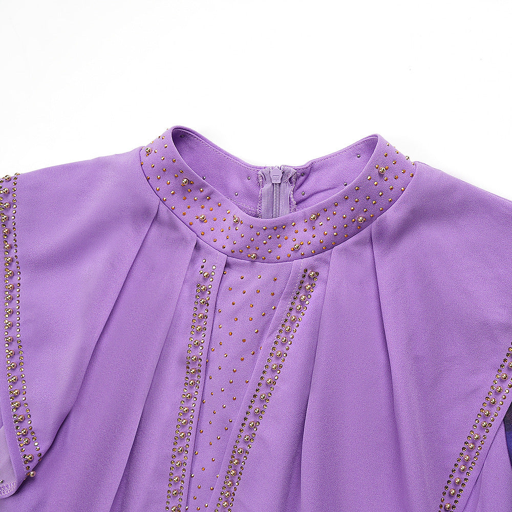 LADIES PLUS SIZE LONG SLEEVE DRESS PURPLE / BLACK / RED / WHITE (SIZE L - 3XL)
