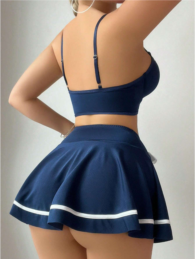 LADIES SEXY PLAYFUL ROLE PLAY UNIFORM LINGERIE NAVY BLUE (SIZE S - 2XL)