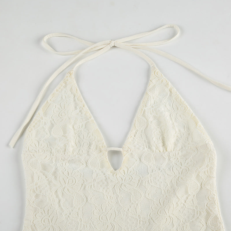 LADIES SLEEVELESS LACE MINI DRESS OFF WHITE (SIZE S - L)