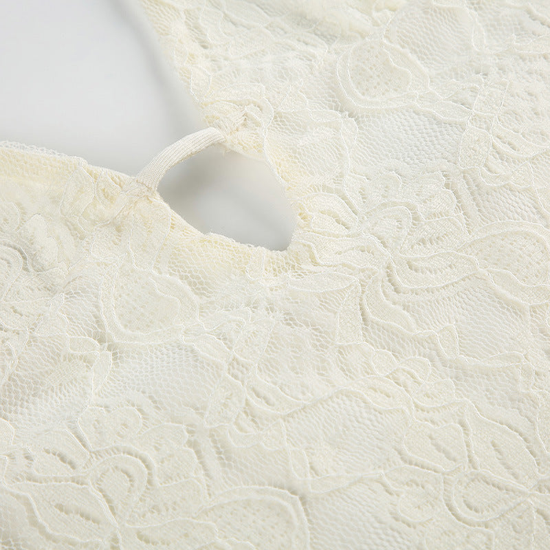 LADIES SLEEVELESS LACE MINI DRESS OFF WHITE (SIZE S - L)
