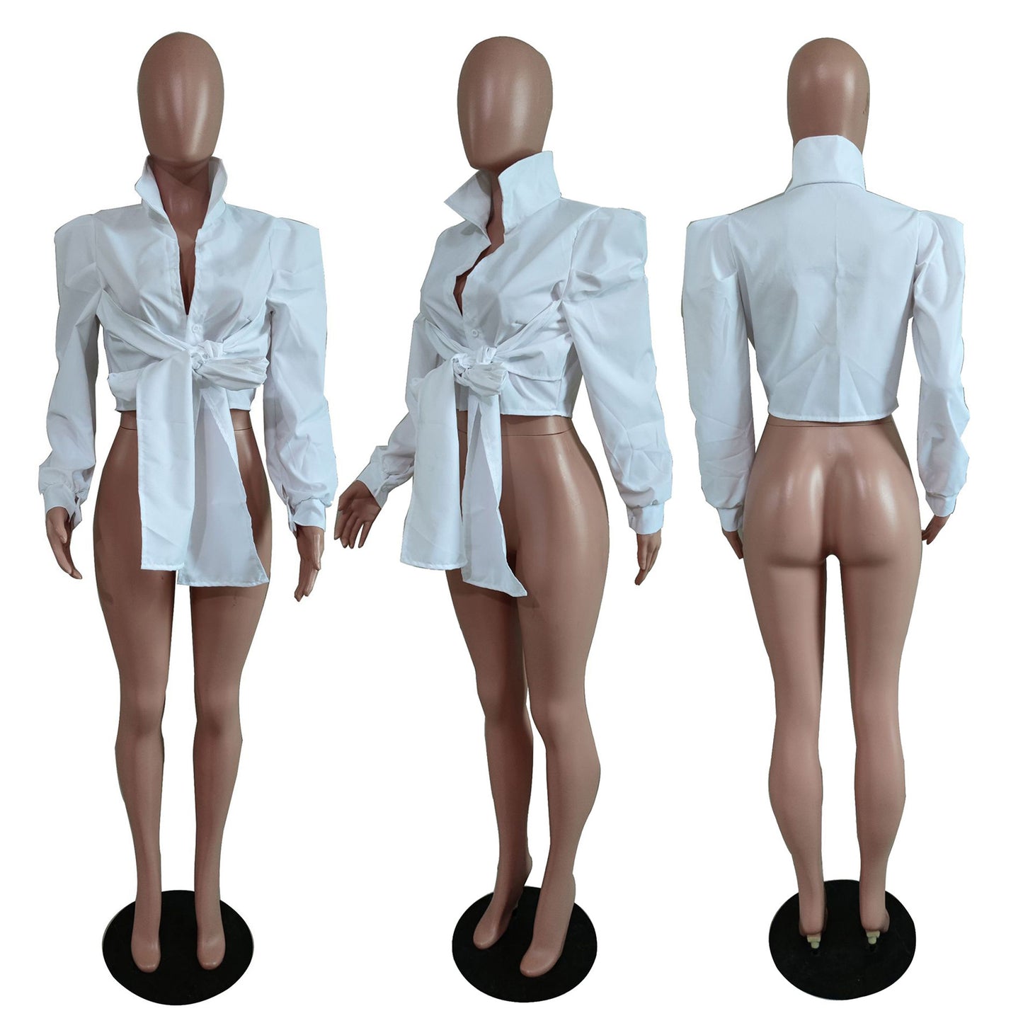LADIES LONG SLEEVE SHIRT WHITE (SIZE S - 2XL)