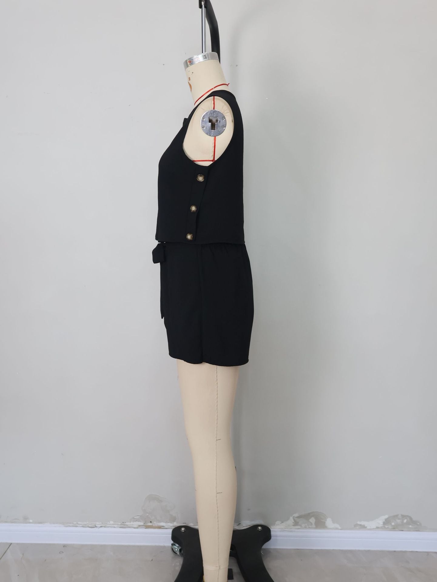 LADIES TWO PIECE SLEEVELESS TOP & SHORTS SET KHAKI / ARMY GREEN / BLACK (SIZE S - 2XL)