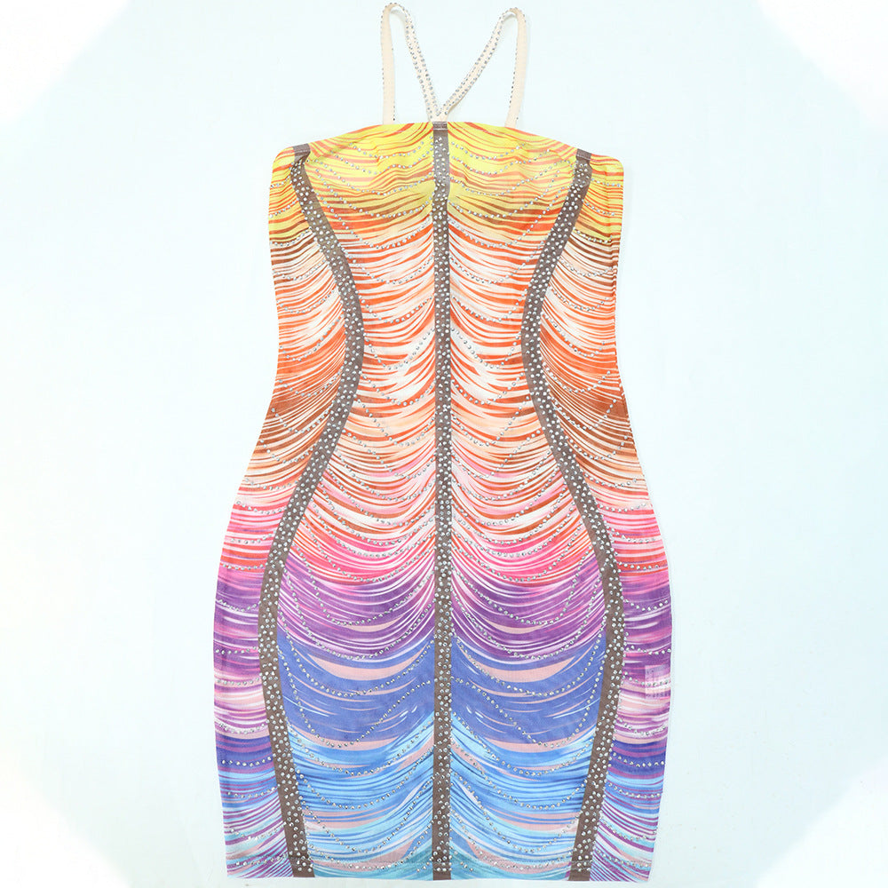 LADIES BODYCON MINI DRESS MULTI COLOUR / PINK / YELLOW (SIZE S - 2XL)