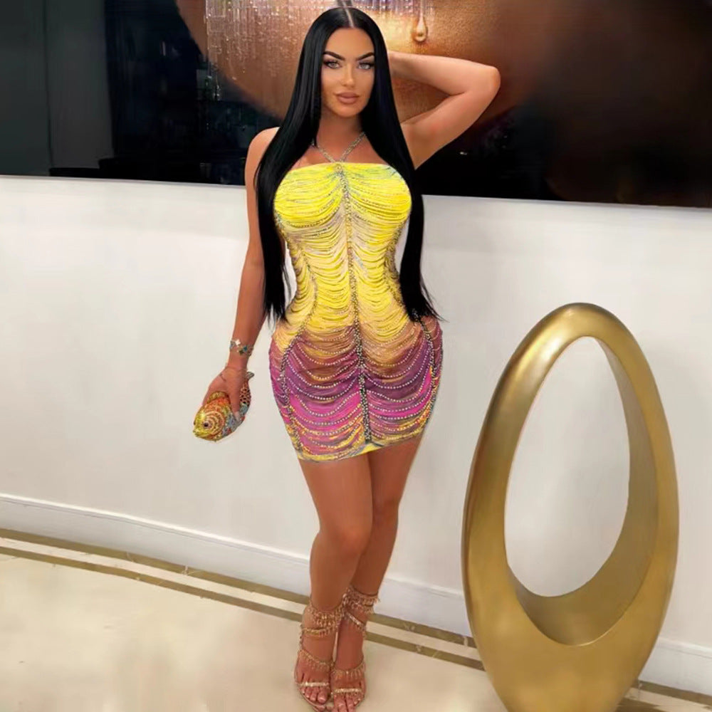 LADIES BODYCON MINI DRESS MULTI COLOUR / PINK / YELLOW (SIZE S - 2XL)