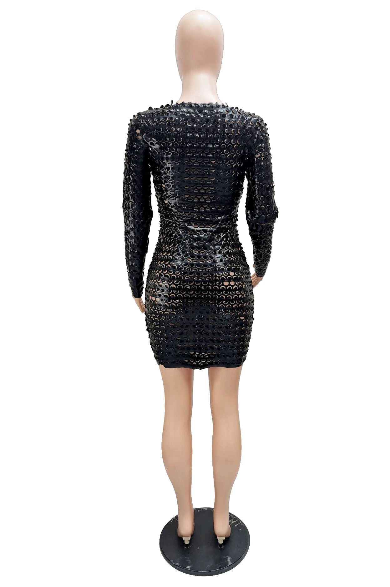 LADIES LONG SLEEVE BODYCON NIGHTCLUB MINI DRESS BLUE / BLACK (SIZE S - 2XL)