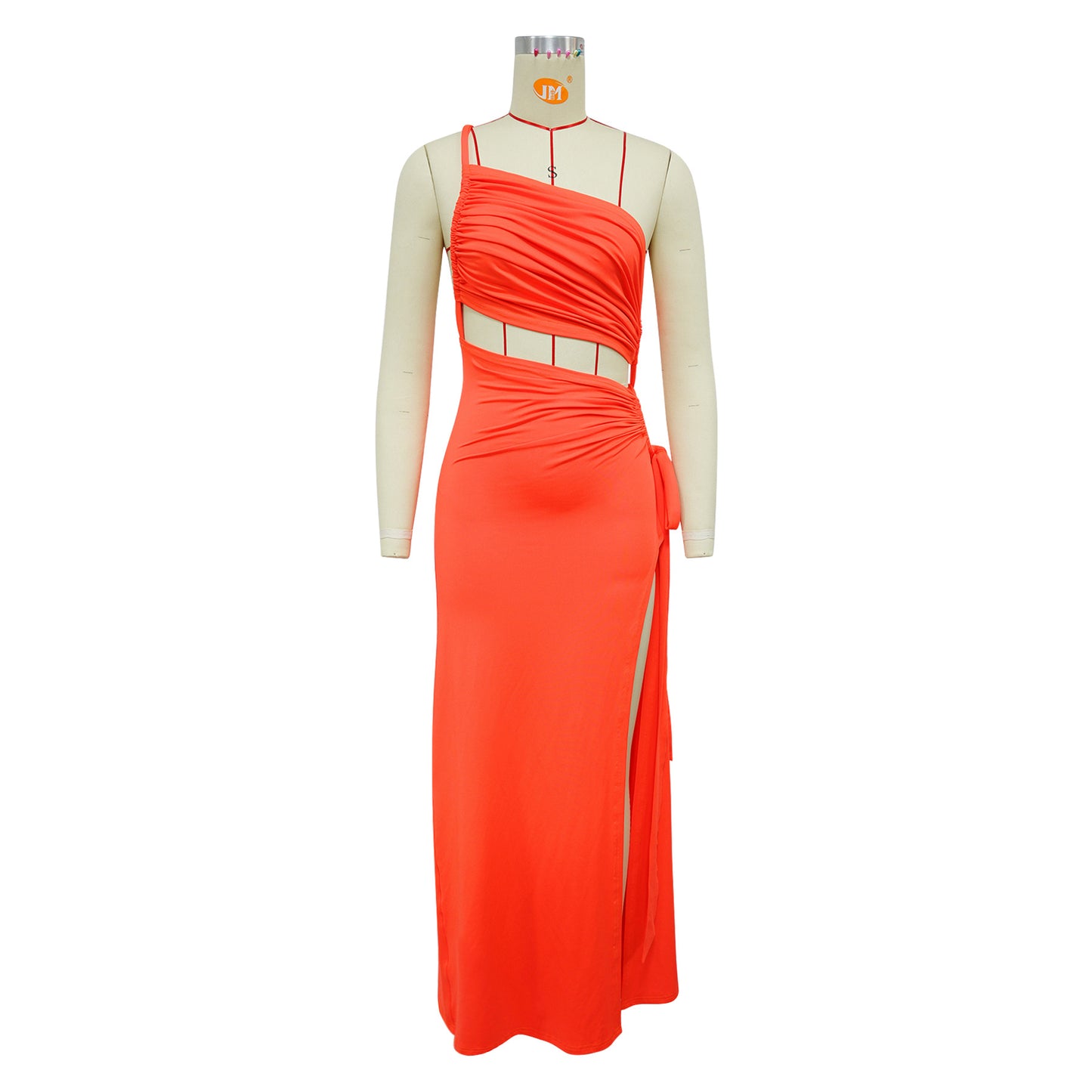 LADIES SEXY LONG DRESS WITH SLIT BLACK / YELLOW / BLUE / DARK PINK / DARK ORANGE (SIZE S - 2XL)