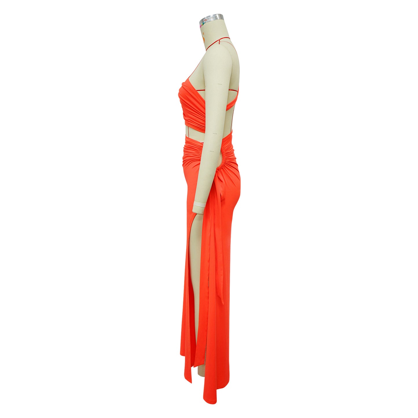 LADIES SEXY LONG DRESS WITH SLIT BLACK / YELLOW / BLUE / DARK PINK / DARK ORANGE (SIZE S - 2XL)