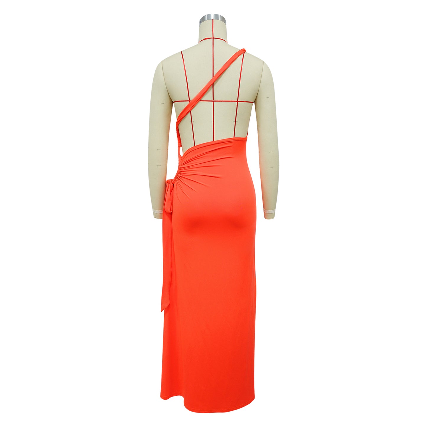 LADIES SEXY LONG DRESS WITH SLIT BLACK / YELLOW / BLUE / DARK PINK / DARK ORANGE (SIZE S - 2XL)