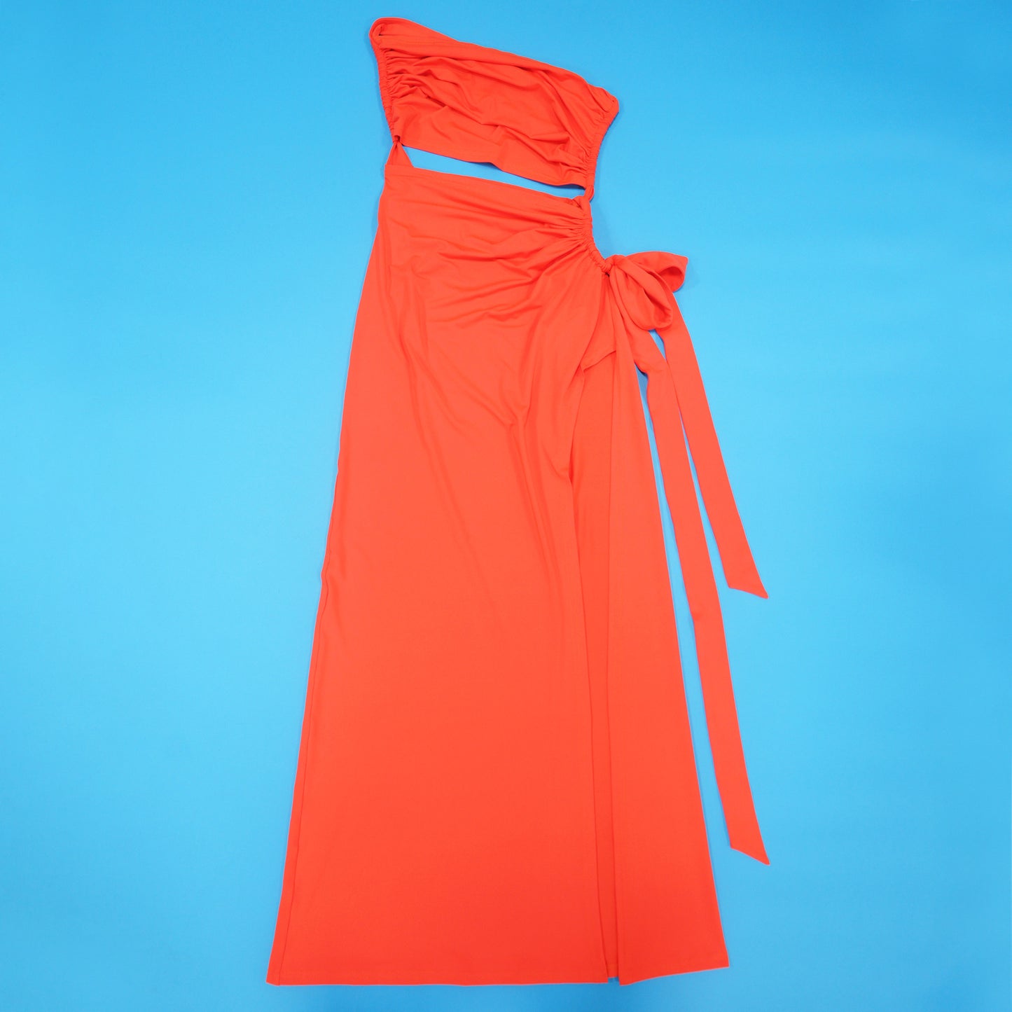 LADIES SEXY LONG DRESS WITH SLIT BLACK / YELLOW / BLUE / DARK PINK / DARK ORANGE (SIZE S - 2XL)