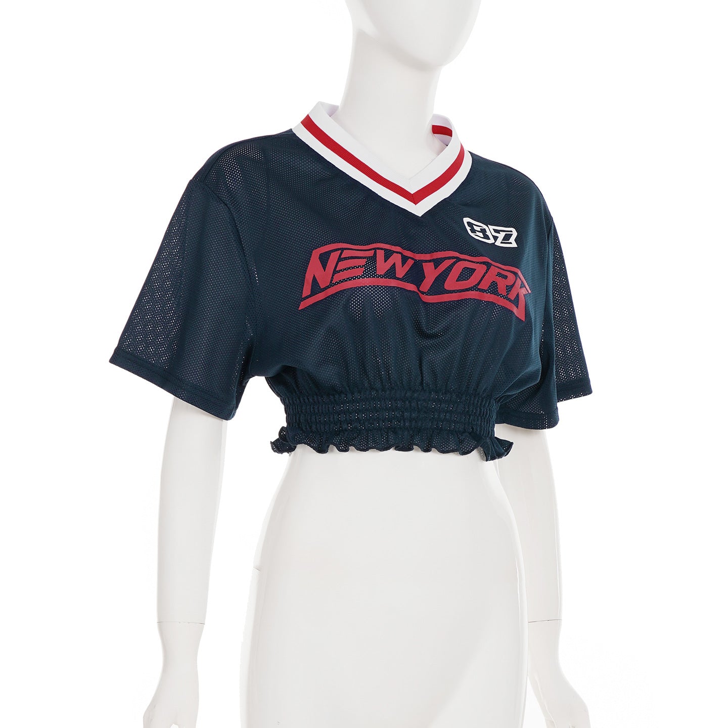 LADIES SEXY SHORT SLEEVE CROPPED T-SHIRT DARK BLUE (SIZE S - L)