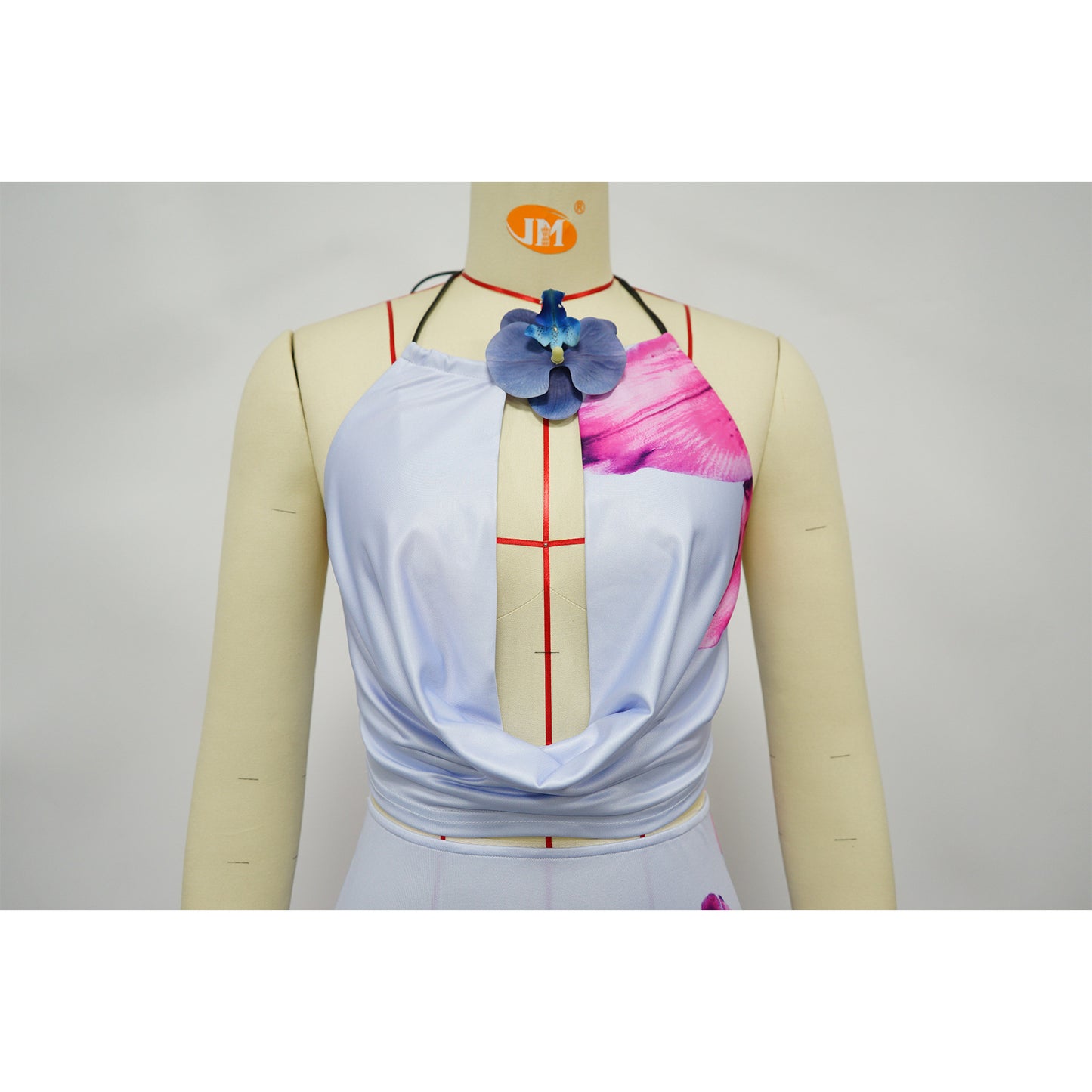 LADIES TWO PIECE TOP & SKIRT SET LIGHT PURPLE / LIGHT BLUE / LIGHT YELLOW (SIZE S - 2XL)