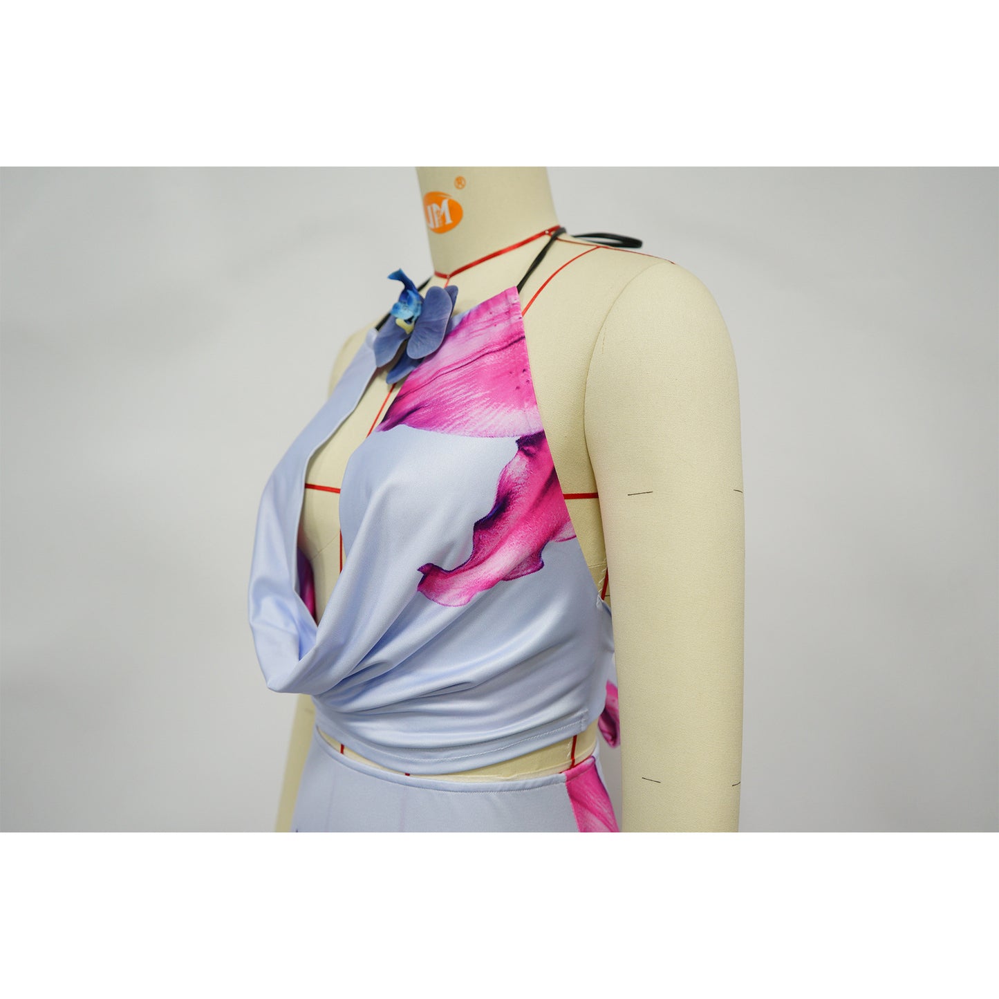 LADIES TWO PIECE TOP & SKIRT SET LIGHT PURPLE / LIGHT BLUE / LIGHT YELLOW (SIZE S - 2XL)