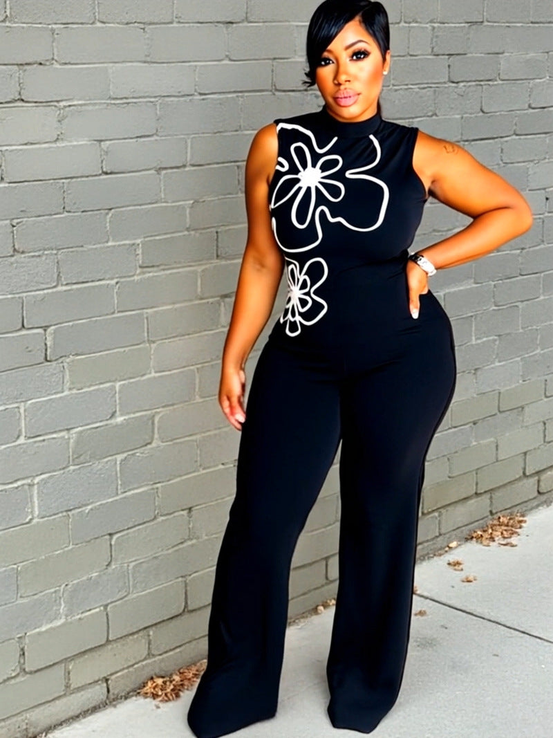 LADIES SLEEVELESS JUMPSUIT WHITE / BLACK / PINK / DARK GREEN (SIZE M - 2XL)