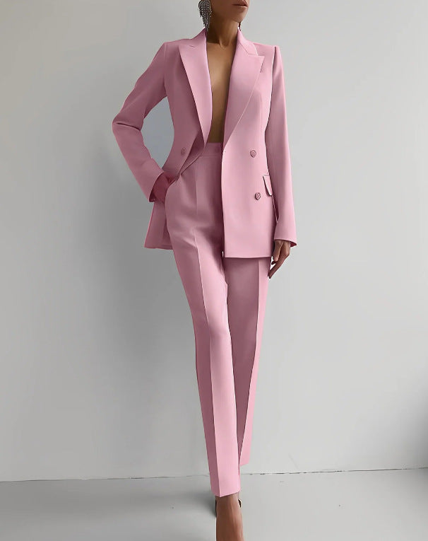LADIES PROFESSIONAL OFFICE SUIT SET / PANTS SET APRICOT-BEIGE / BLACK / RED / GREEN / BLUE / PINK / LIGHT BLUE