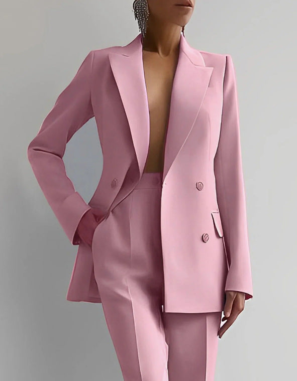 LADIES PROFESSIONAL OFFICE SUIT SET / PANTS SET APRICOT-BEIGE / BLACK / RED / GREEN / BLUE / PINK / LIGHT BLUE