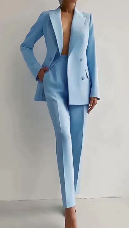 LADIES PROFESSIONAL OFFICE SUIT SET / PANTS SET APRICOT-BEIGE / BLACK / RED / GREEN / BLUE / PINK / LIGHT BLUE