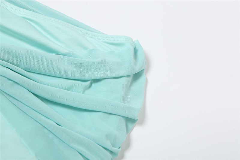 LADIES TWO PIECE MINI SKIRT SET TURQUOISE GREEN (SIZE S - L)