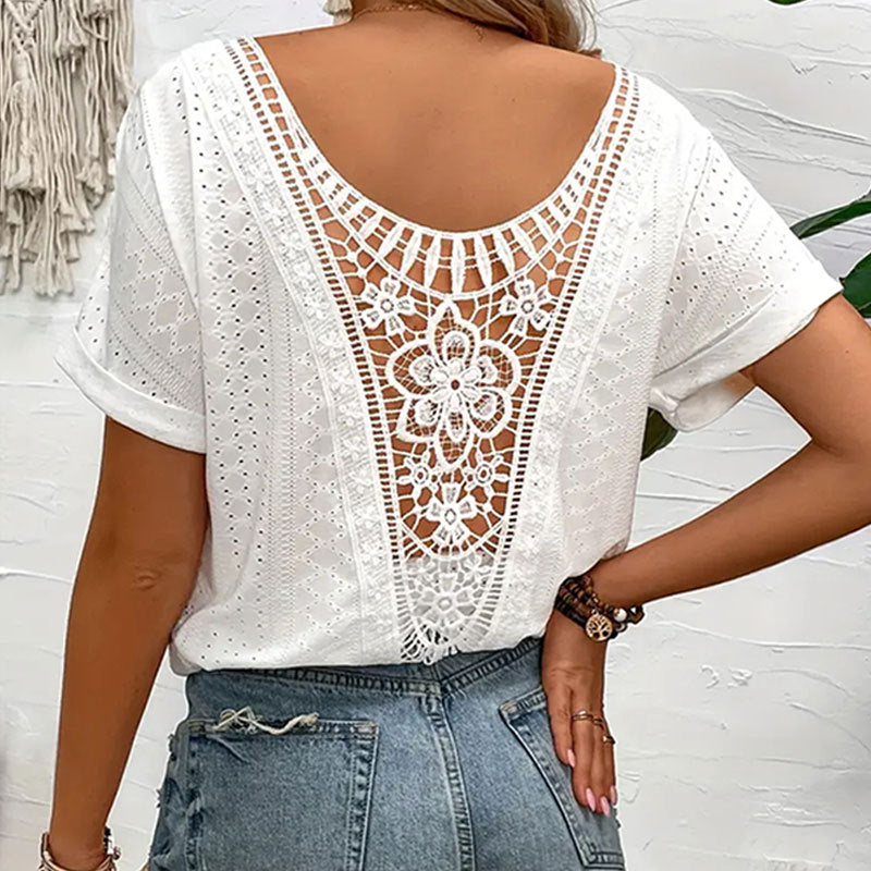 LADIES SHORT SLEEVE TOP WHITE / APRICOT-BEIGE / KHAKI BROWN / GREEN OLIVE (SIZE S - XL)