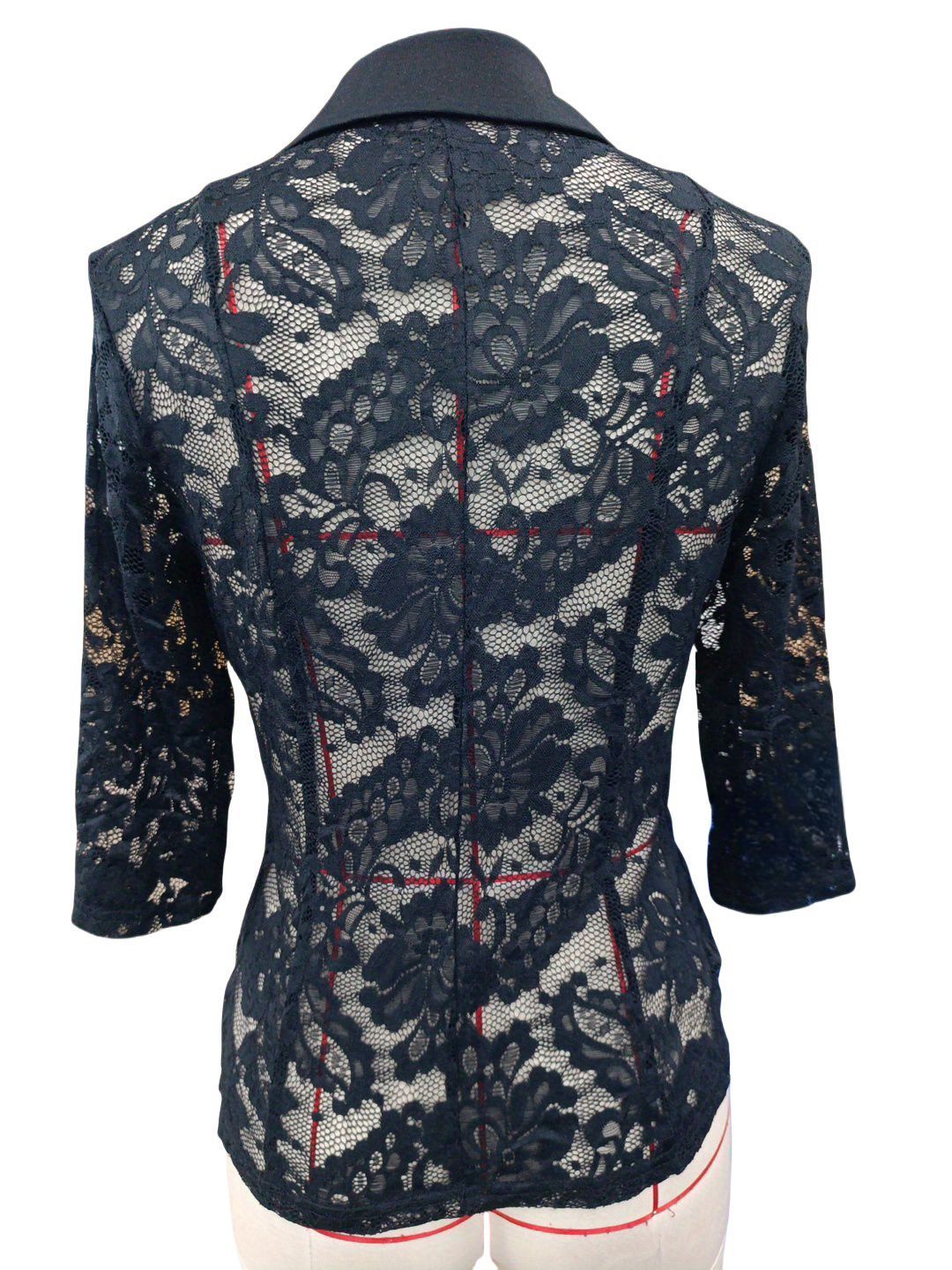 LADIES BLAZER JACKET WITH LACE INSET WHITE / BLACK (SIZE S - 2XL)