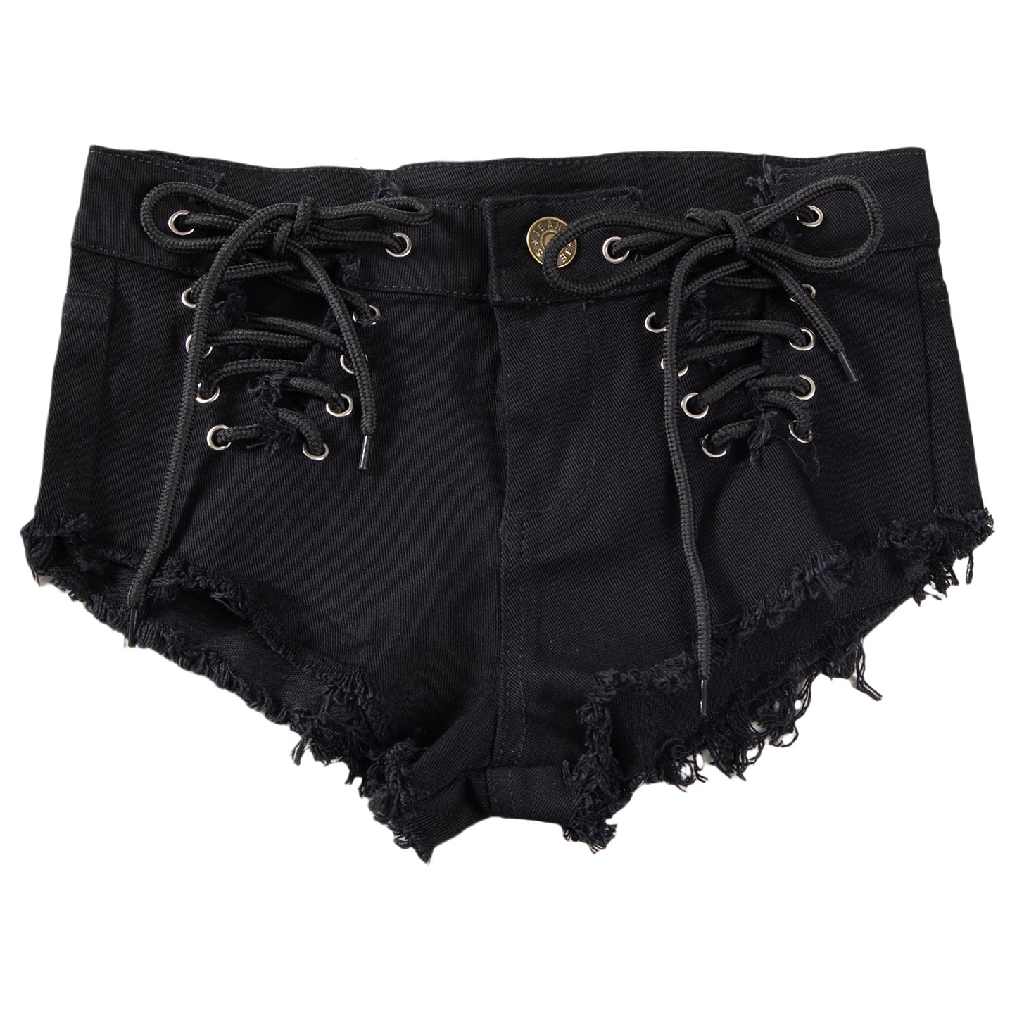 LADIES PLUS SIZE STRETCHY DENIM SHORTS WHITE / BLACK (SIZE S - XL)
