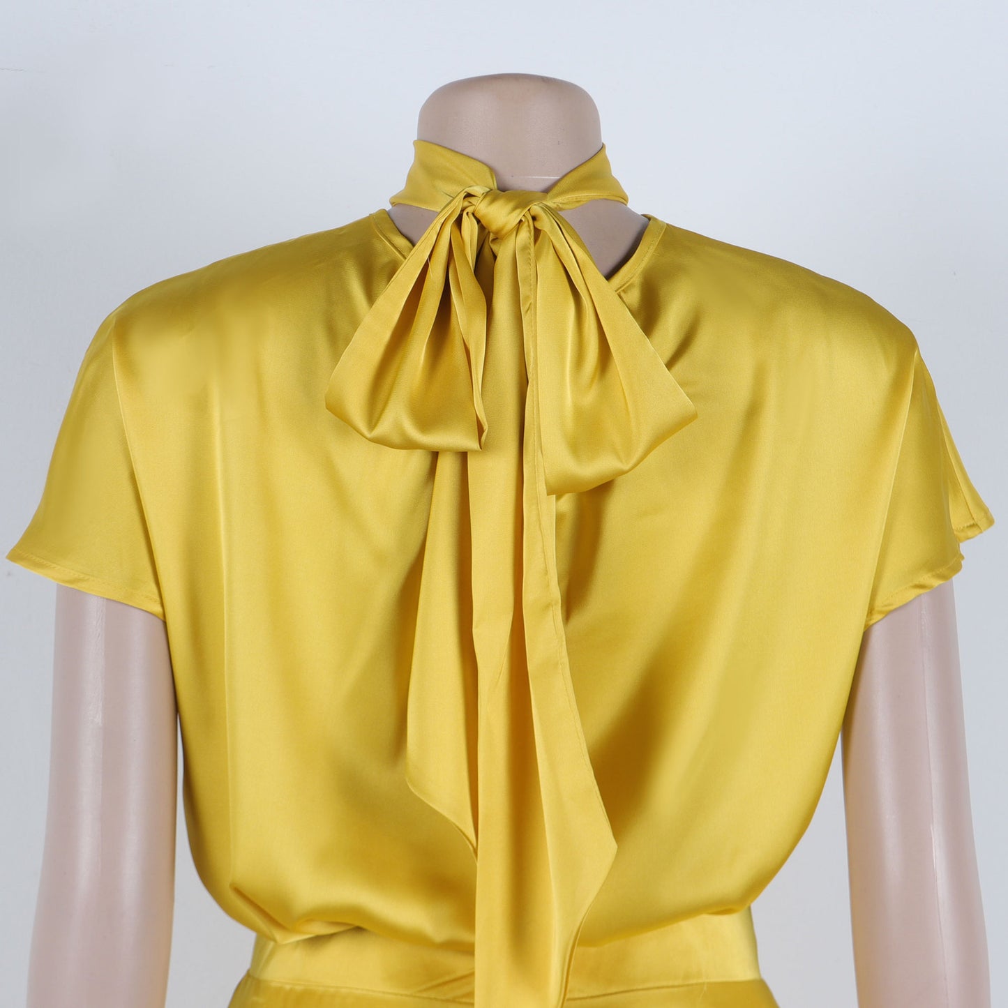 LADIES TWO PIECE SHORT SLEEVE TOP & WIDE LEG PANTS SET YELLOW / BLACK / BROWN (SIZE S - 3XL)