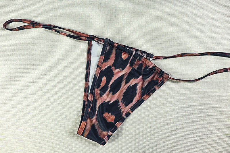LADIES TWO PIECE BEACHWEAR TOP & SKIRT SET LEOPARD PRINT (SIZE S - L)