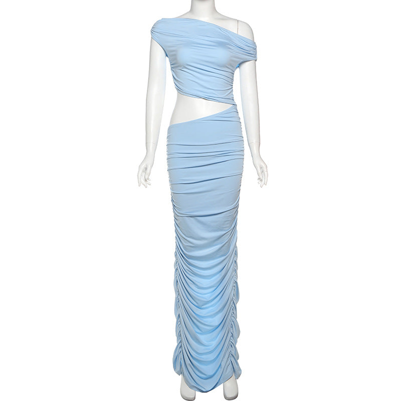 LADIES OFF THE SHOULDER DRESS LIGHT BLUE (SIZE S - L)