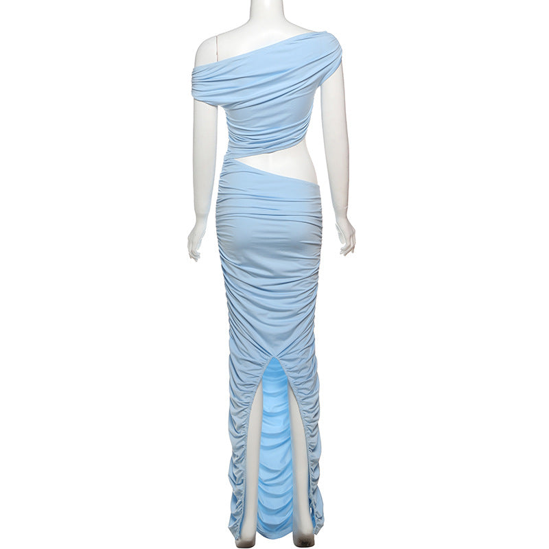 LADIES OFF THE SHOULDER DRESS LIGHT BLUE (SIZE S - L)