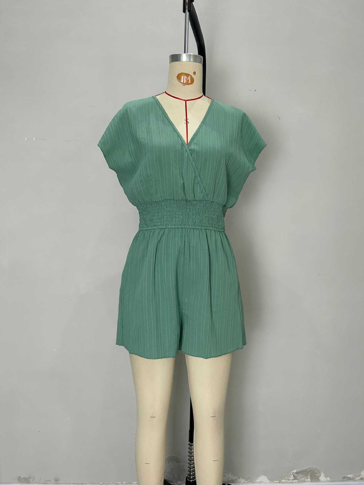 LADIES SHORT SLEEVE PLAYSUIT / ROMPER GREEN OLIVE / BLACK / NAVY BLUE / APRICOT-BEIGE (SIZE S - XL)