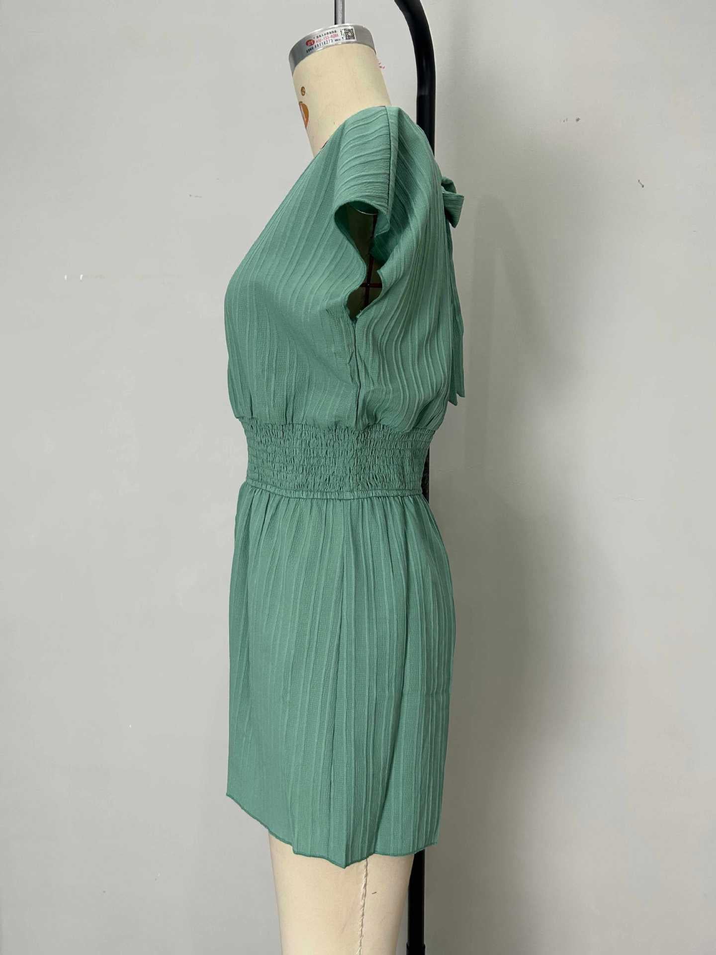 LADIES SHORT SLEEVE PLAYSUIT / ROMPER GREEN OLIVE / BLACK / NAVY BLUE / APRICOT-BEIGE (SIZE S - XL)