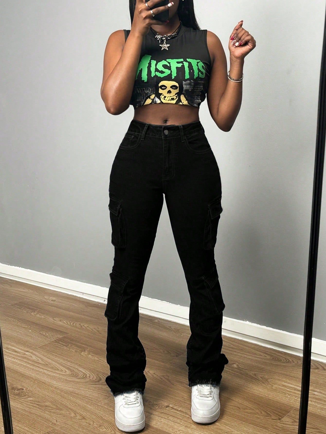 LADIES DENIM PANTS / JEANS BLACK (SIZE S - XL)
