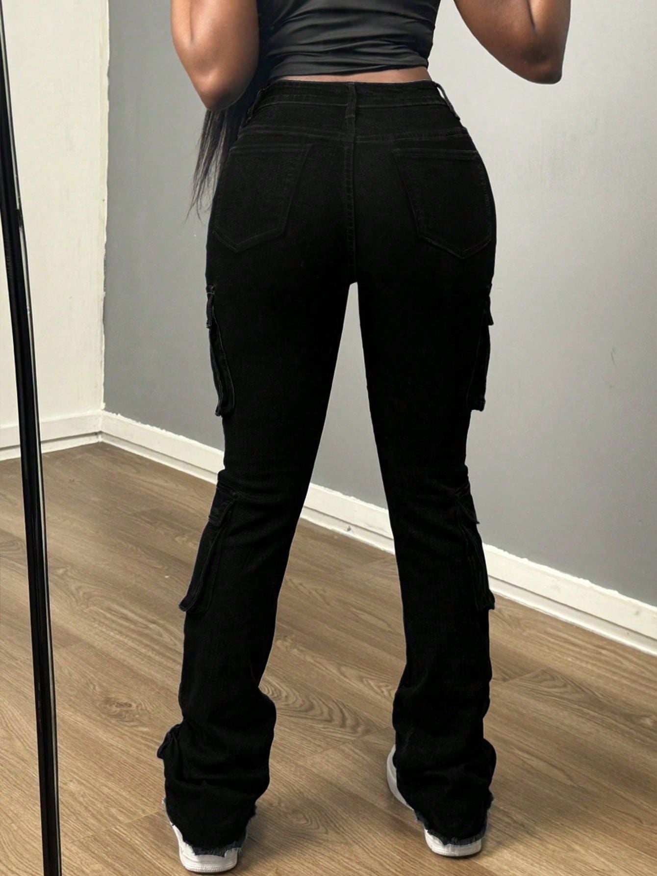 LADIES DENIM PANTS / JEANS BLACK (SIZE S - XL)