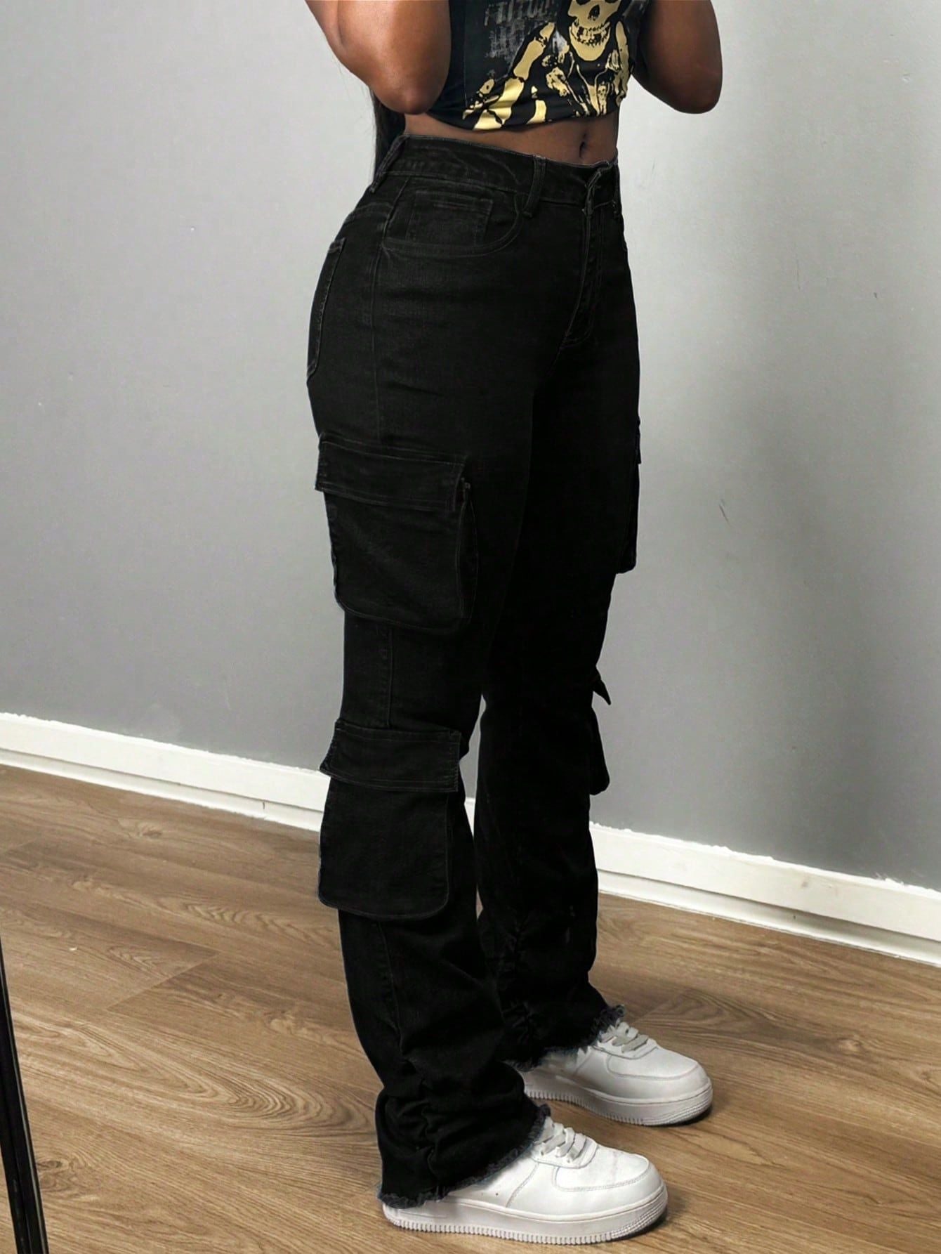LADIES DENIM PANTS / JEANS BLACK (SIZE S - XL)