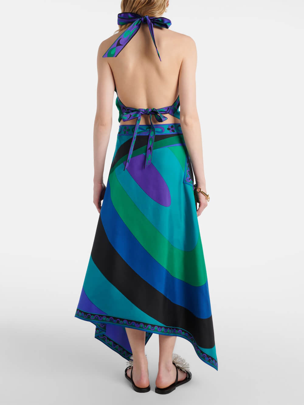 LADIES TWO PIECE SLEEVELESS TOP & SKIRT SET BLUE-GREEN (SIZE S - XL)