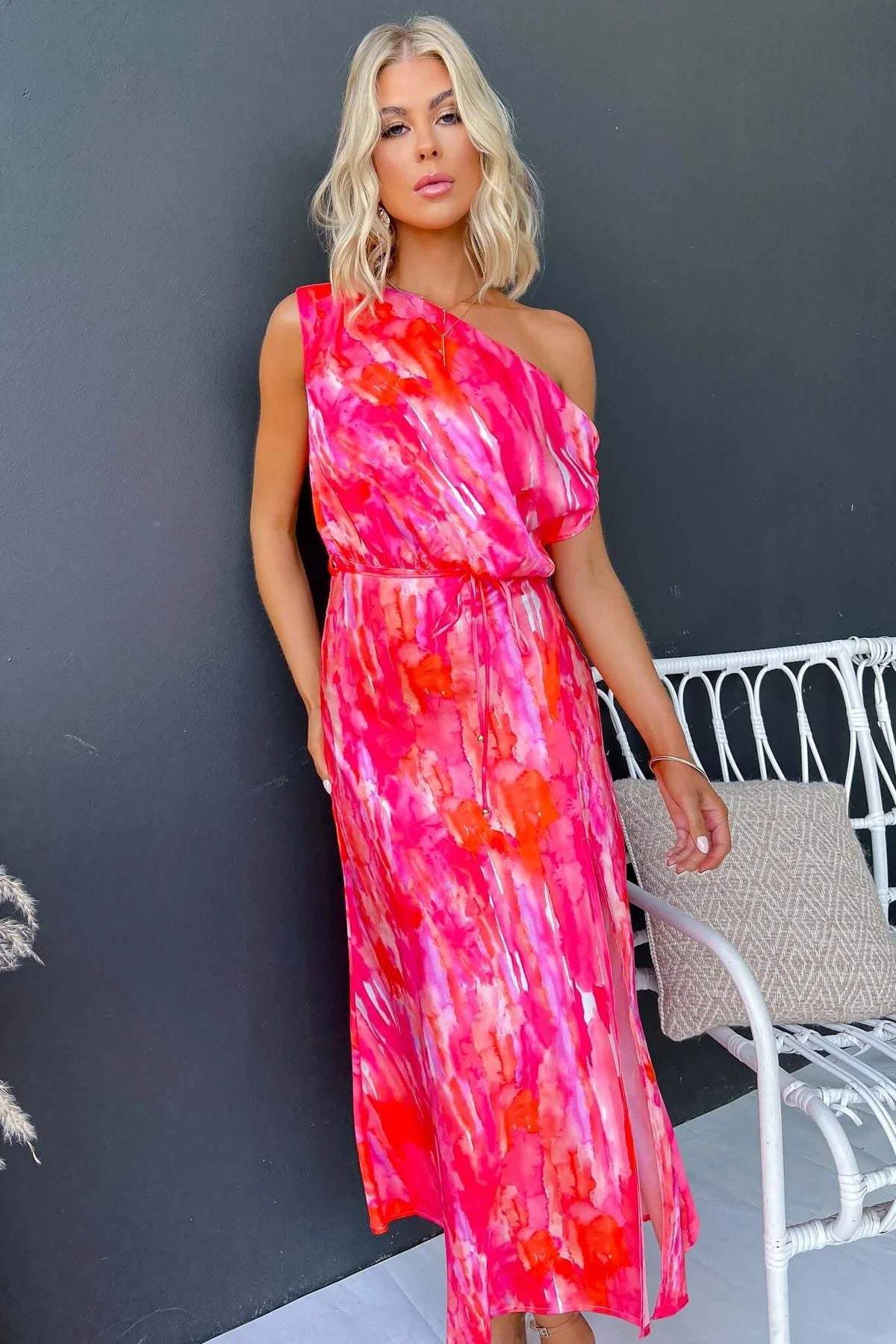 LADIES OFF THE SHOULDER DRESS LIGHT BLUE / BLUE / PINK (SIZE S - XL)