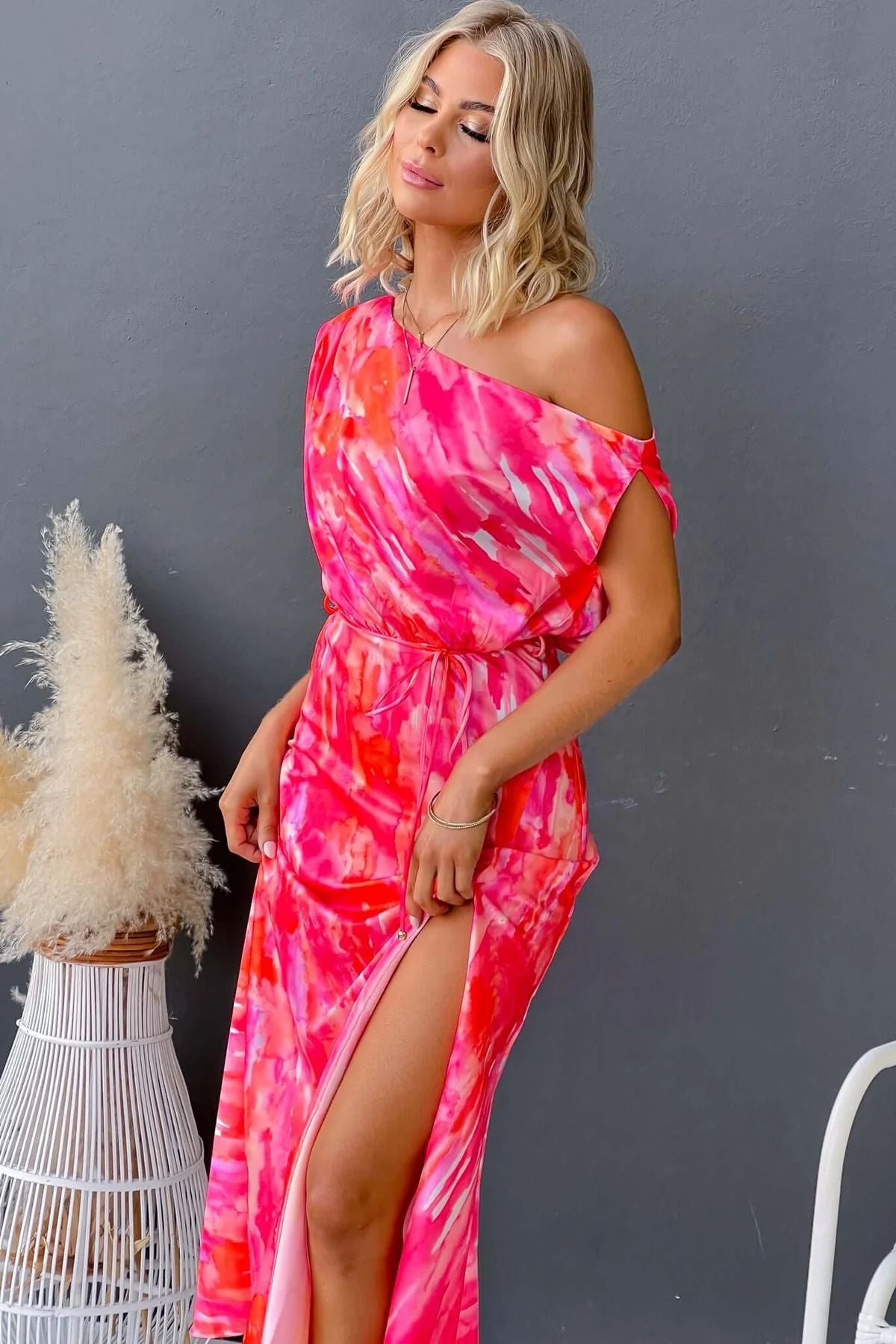 LADIES OFF THE SHOULDER DRESS LIGHT BLUE / BLUE / PINK (SIZE S - XL)