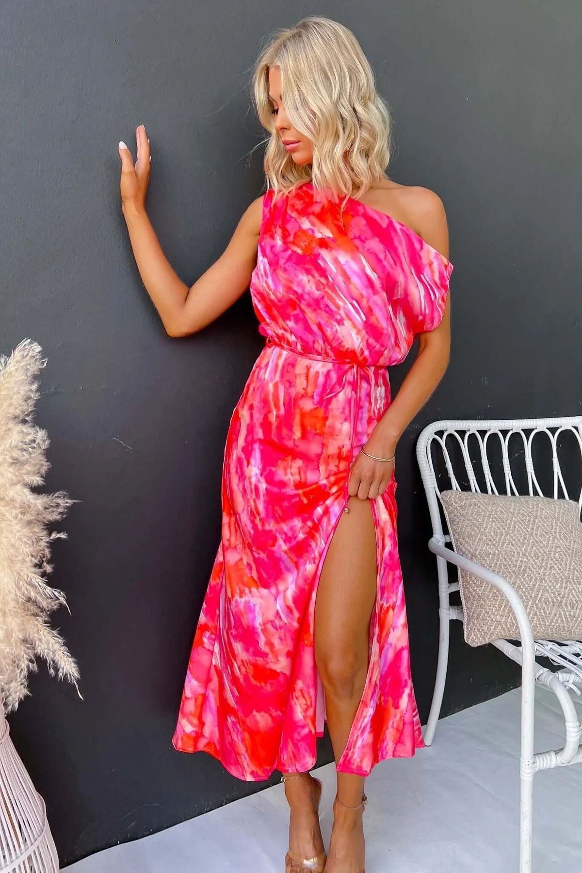 LADIES OFF THE SHOULDER DRESS LIGHT BLUE / BLUE / PINK (SIZE S - XL)