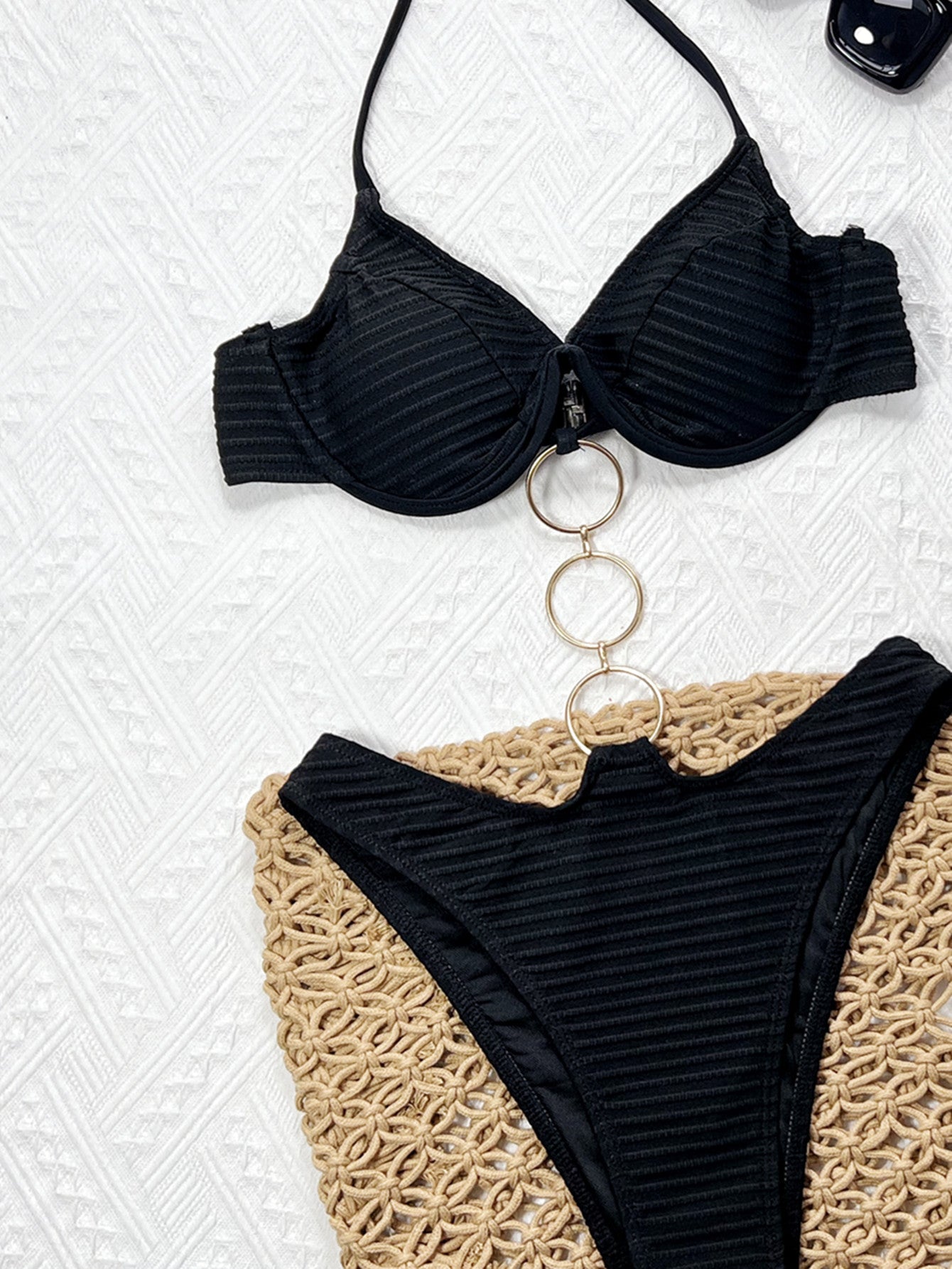 LADIES ONE PIECE SWIMSUIT SWIMWEAR BLACK (SIZE S - L)